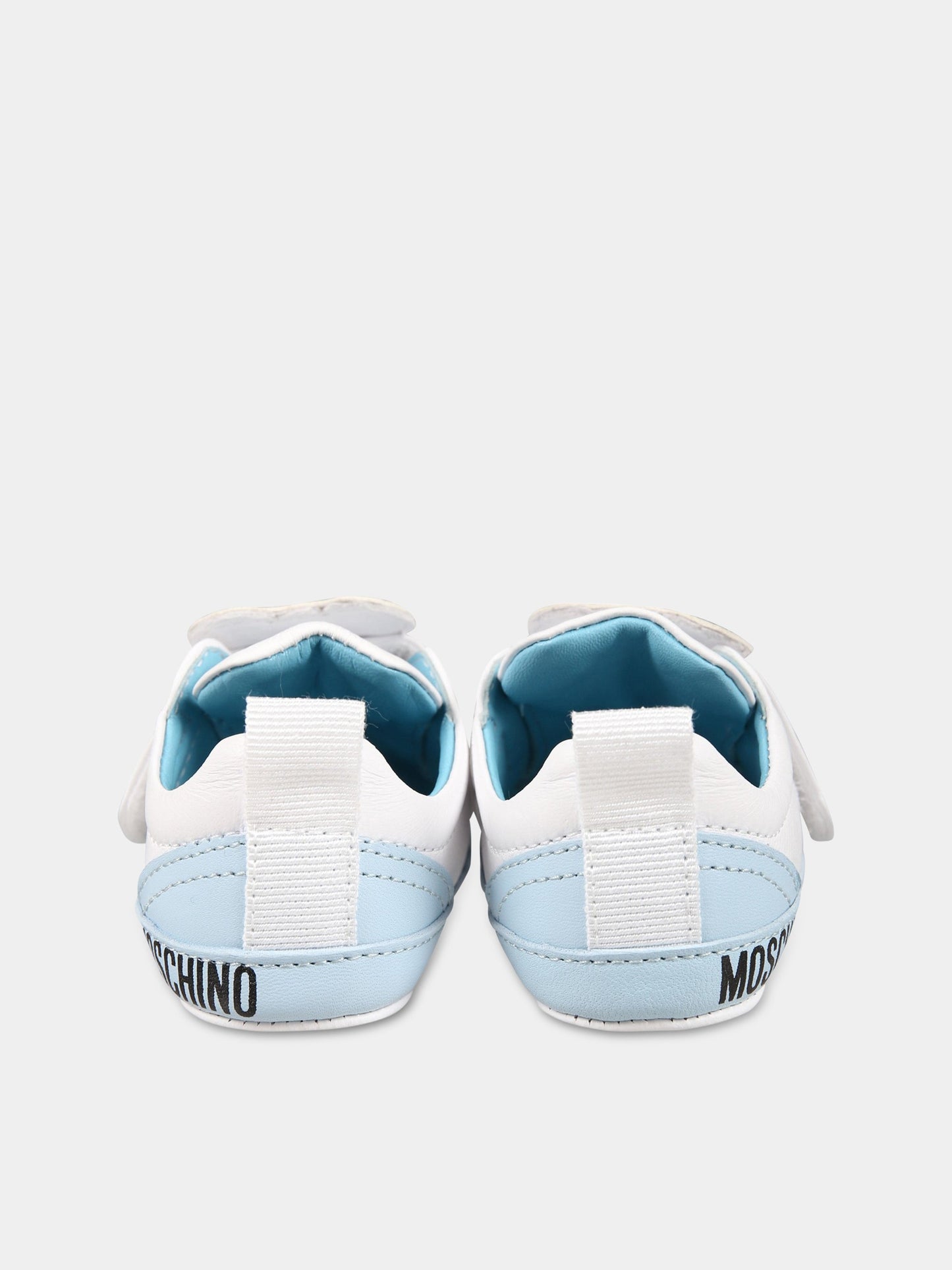 Sneakers bianche per neonato con logo e Teddy Bear,Moschino Kids,74270 2