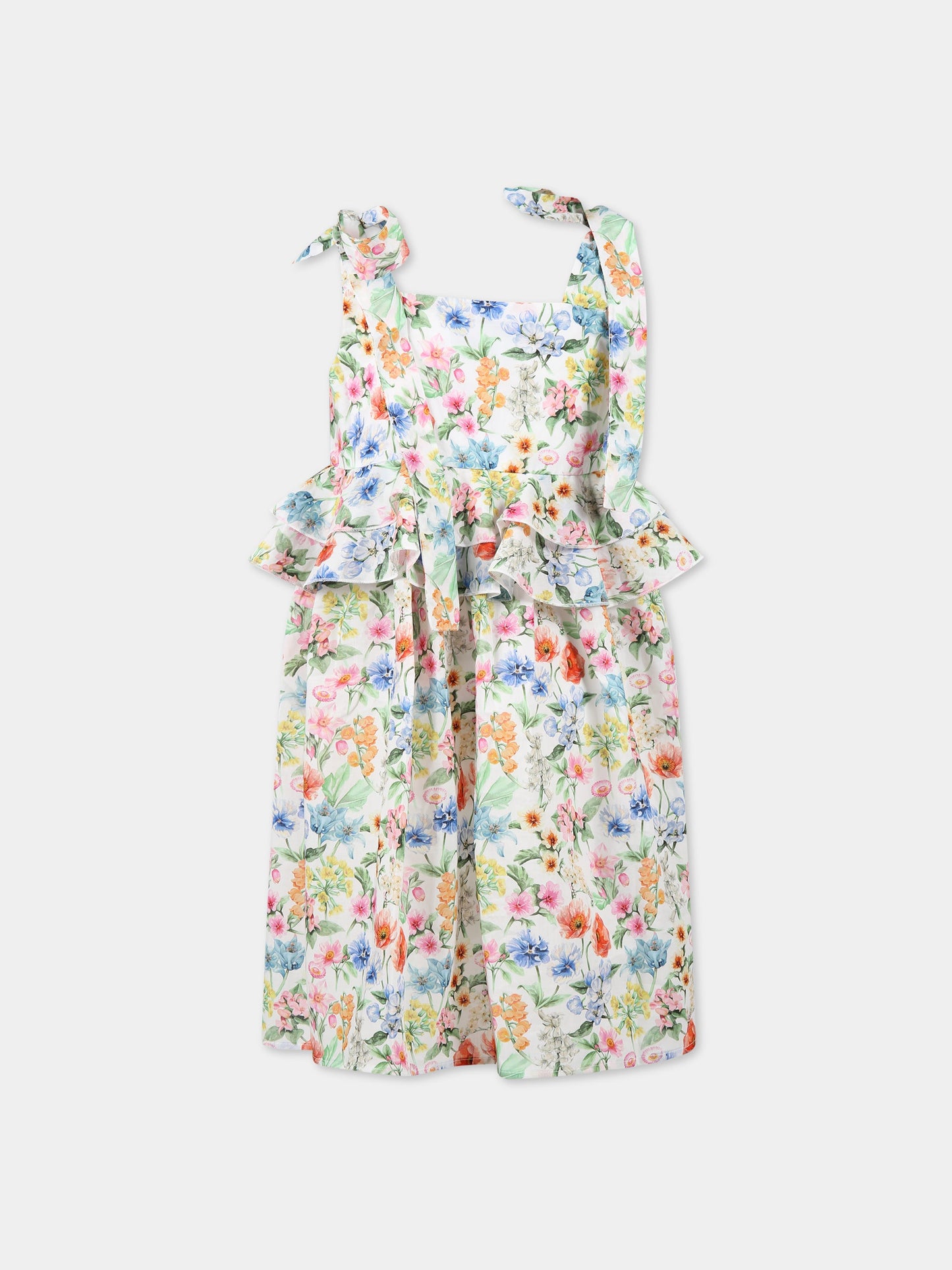 Vestito multicolor per bambina con stampa floreale,Paade Mode,232104619