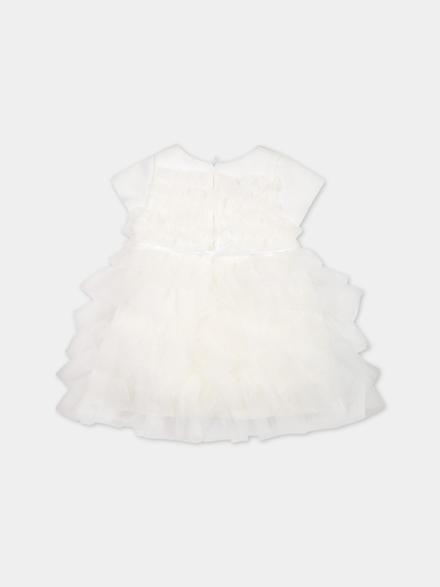 Vestito bianco per neonata con logo,Blumarine Baby,IA3116J6624 10602