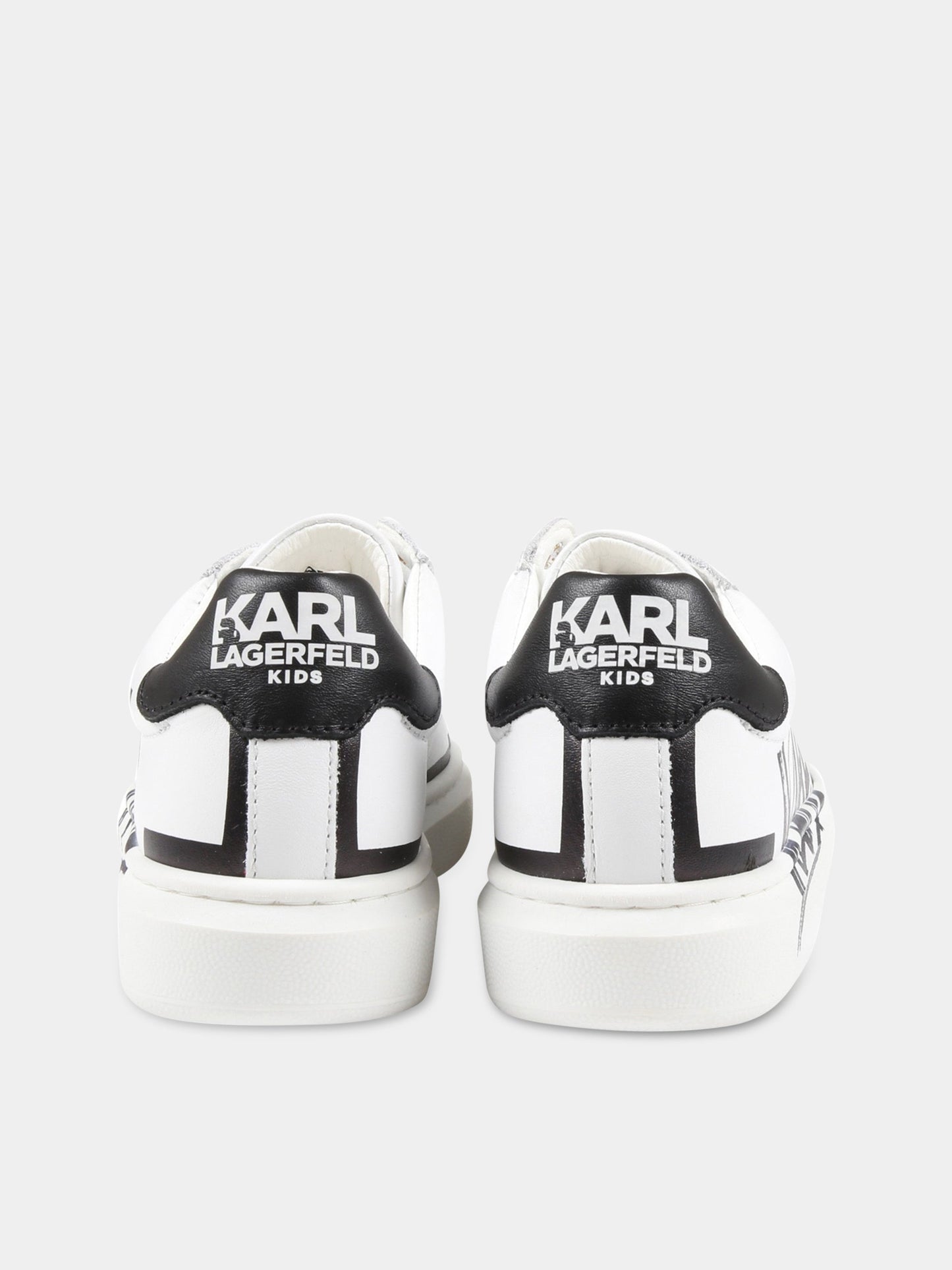 Sneakers bianche per bambini con logo,Karl Lagerfeld Kids,Z29040 10B