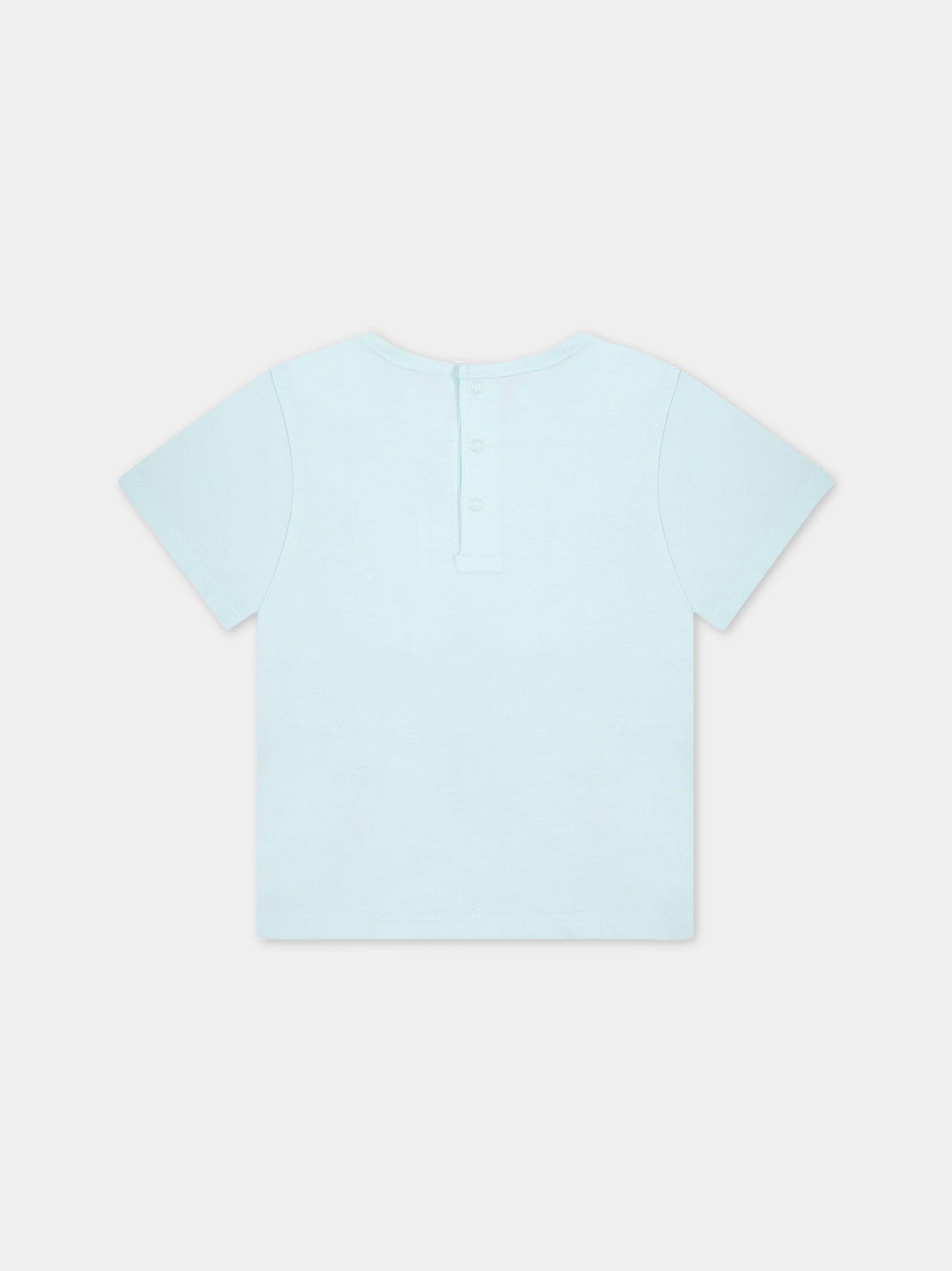 T-shirt celeste per neonato con scritta blu,Carrement Beau,Y05245 73A