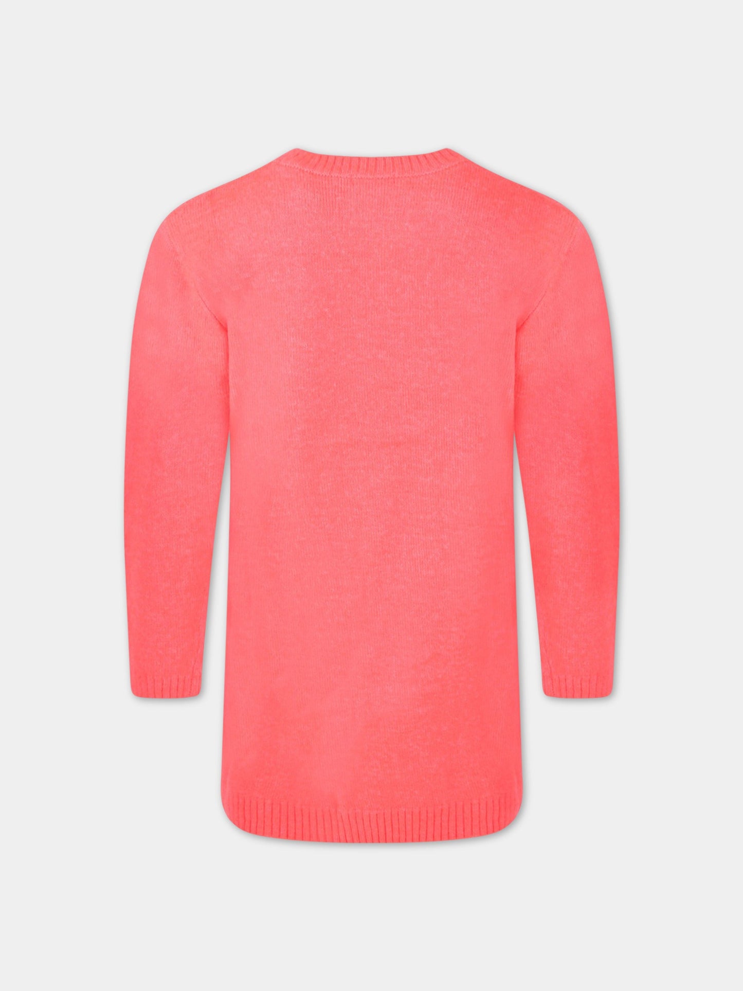 Vestito fucsia fluo per bambina con libellula di strass,Billieblush,U12675 499