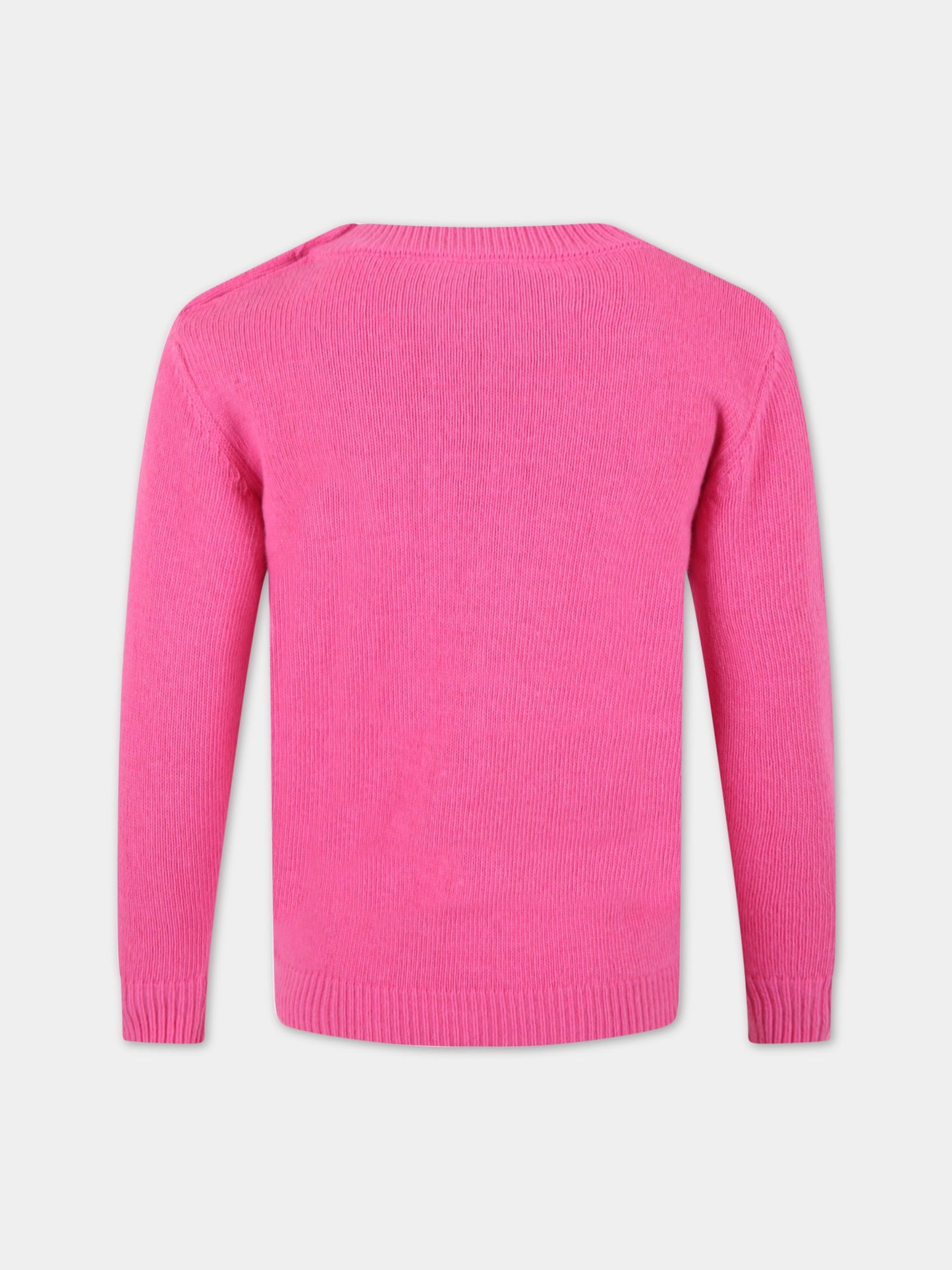 Maglione fucsia per bambina con logo bianco,Balmain Kids,6R9O20 W0002 514