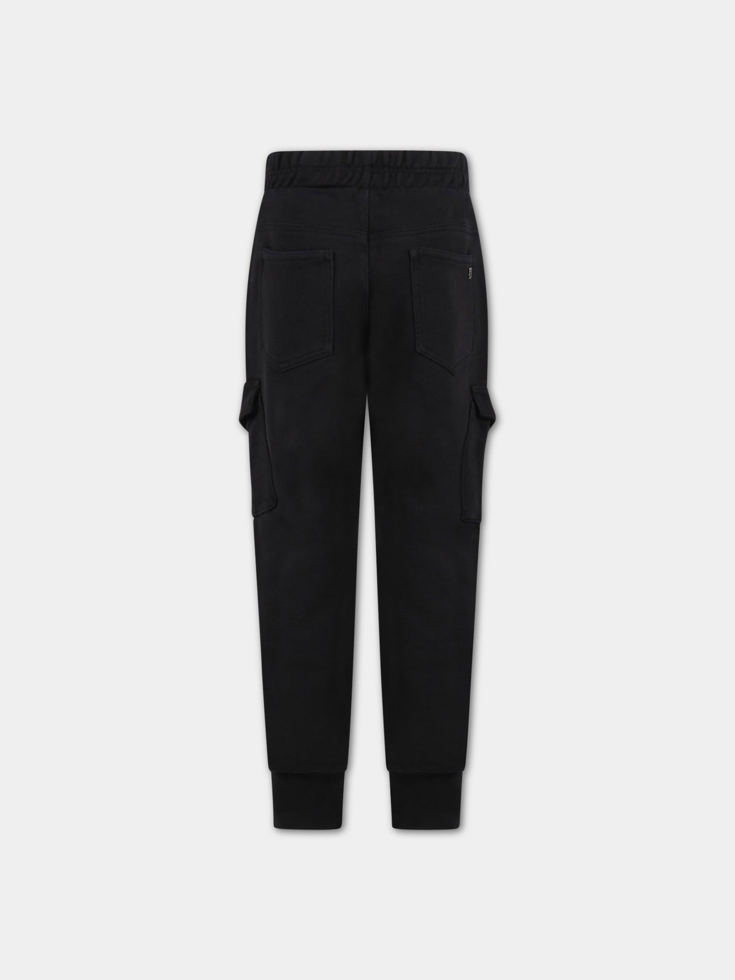 Pantaloni neri da tuta per bambino con patch logato,Dondup Kids,DMPA218 KD001 N00