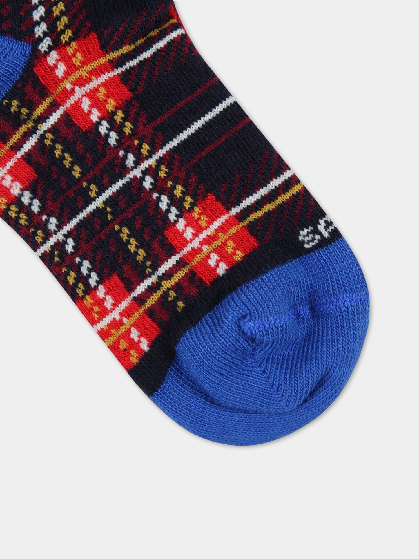 Calze multicolor per bambini con check rosso,Mc2 Saint Barth,SOX0002 00572C