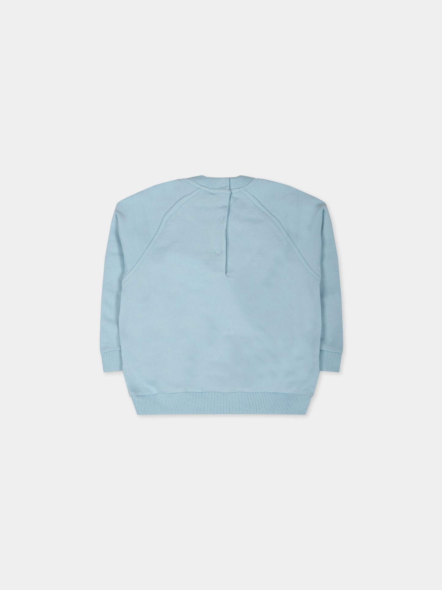 Felpa celeste per neonati con Teddy Bear, nuvole e logo,Moschino Kids,MUF04F LCA42 40304