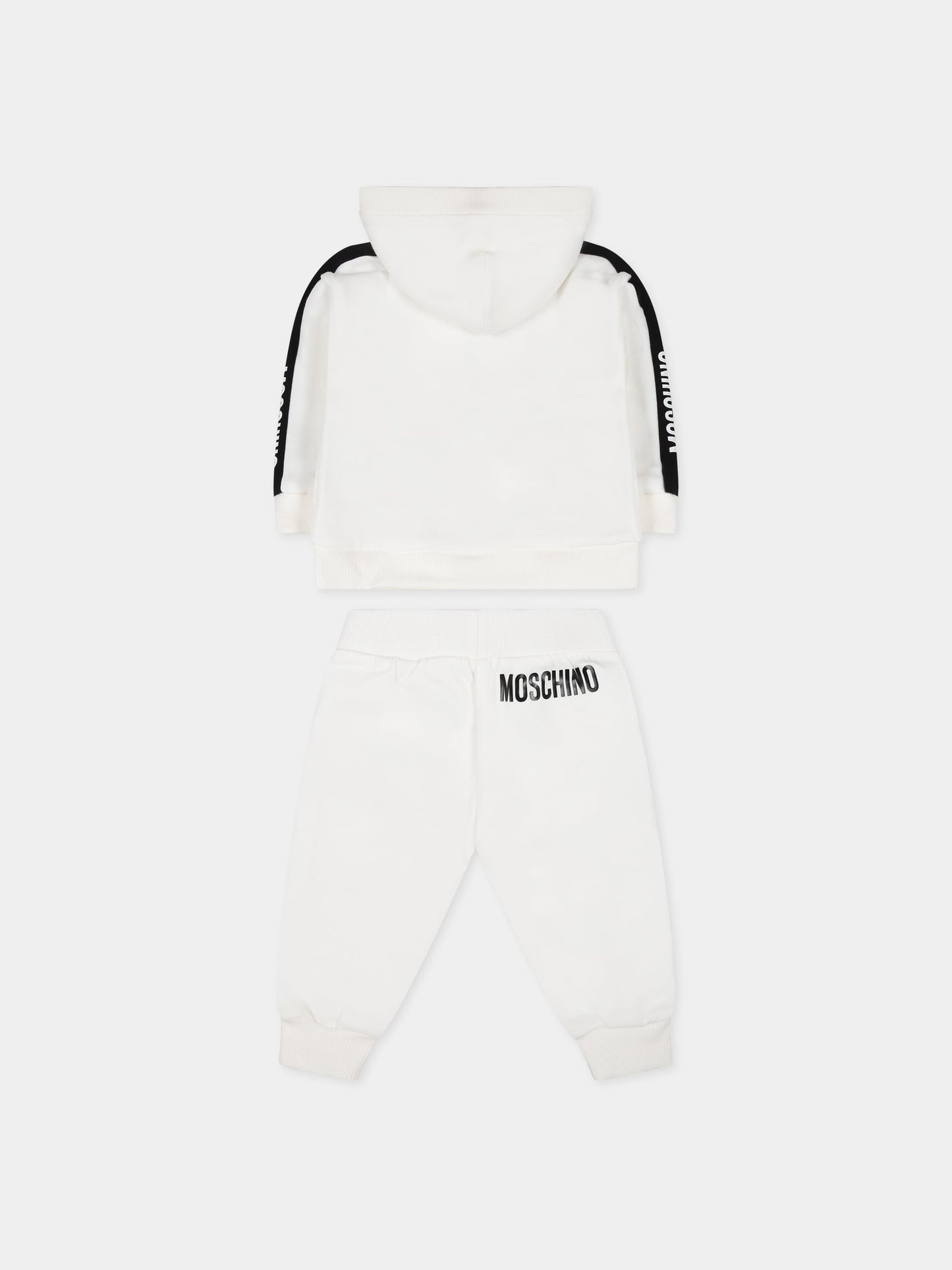 Completo bianco per neonato con Teddy Bear e logo,Moschino Kids,MUK03W LCA41 10063