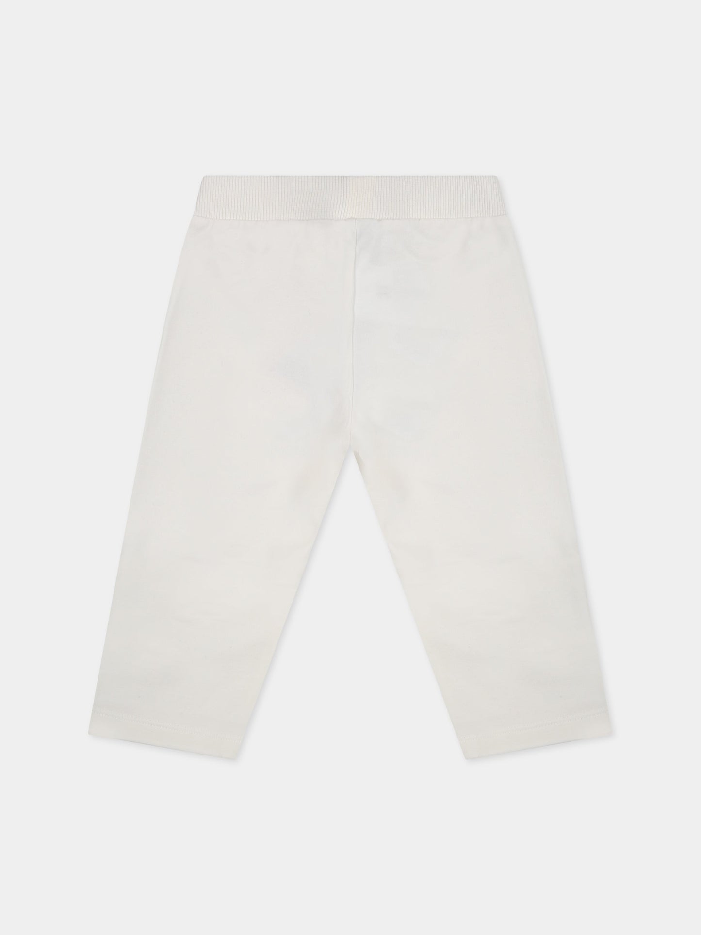 Leggings bianchi per neonati con Teddy Bear e logo,Moschino Kids,MQP02R LDA17 10063