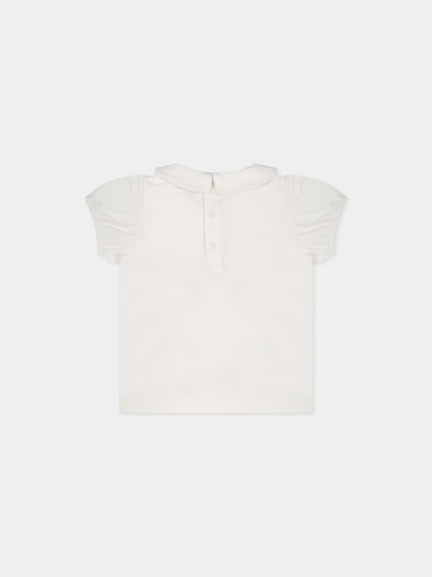 T-shirt bianca per neonata con Teddy Bear, cuore e logo,Moschino Kids,MDM034 LBA01 10063