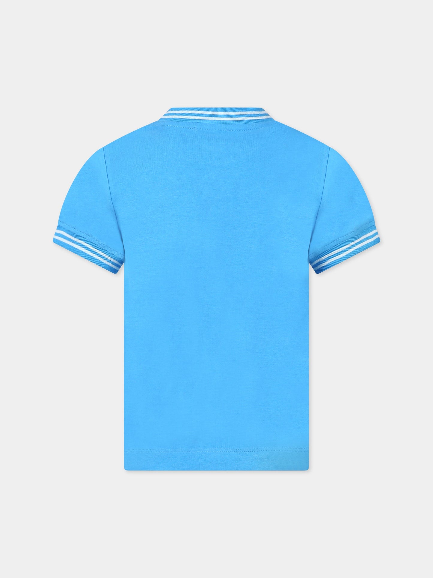 T-shirt blu per bambino con logo,Moschino Kids,HUM03X LAA01 40641