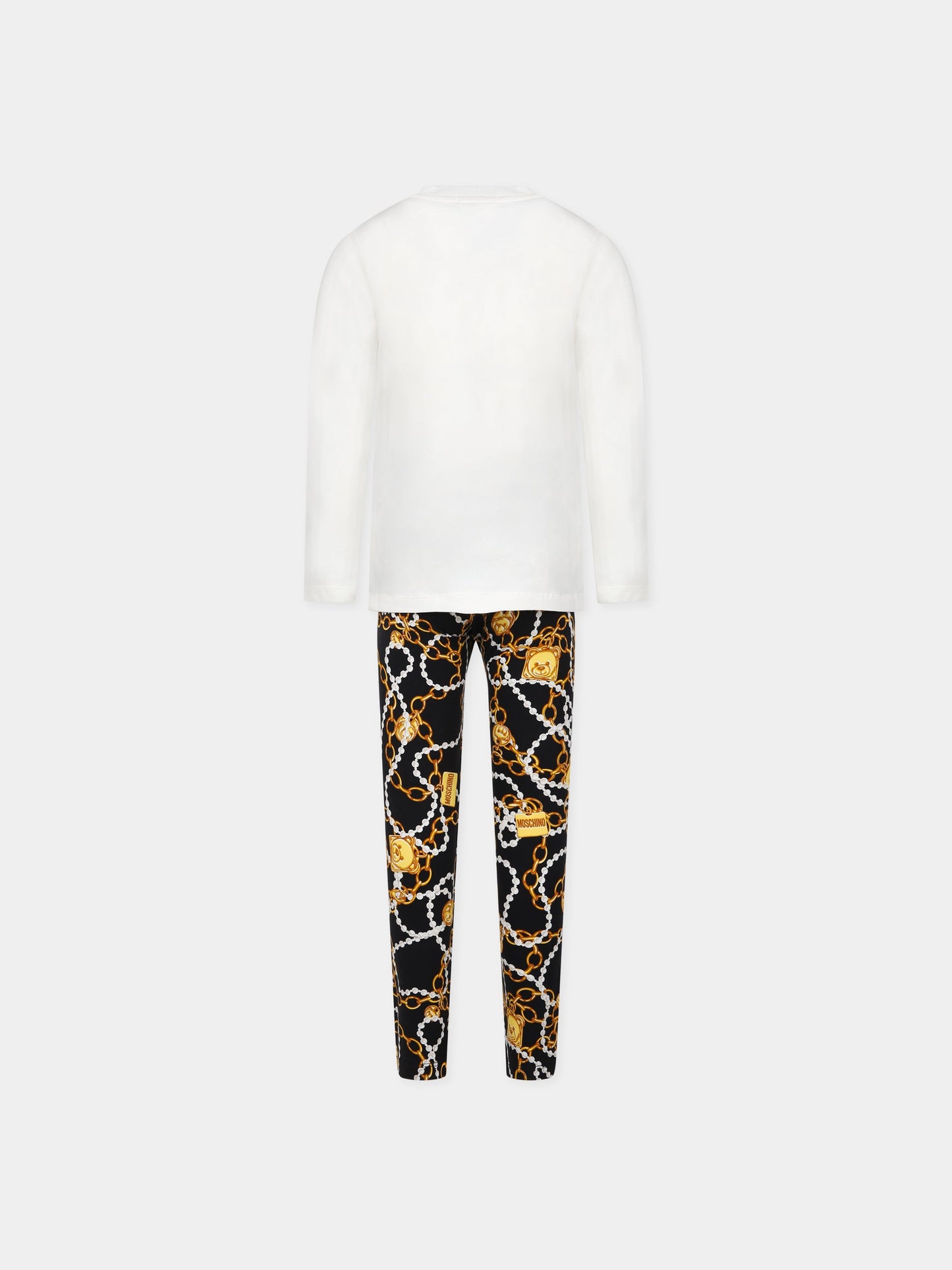 Completo multicolor per bambina con Teddy Bear, stampa e logo,Moschino Kids,HBK021 LBB2B 82591