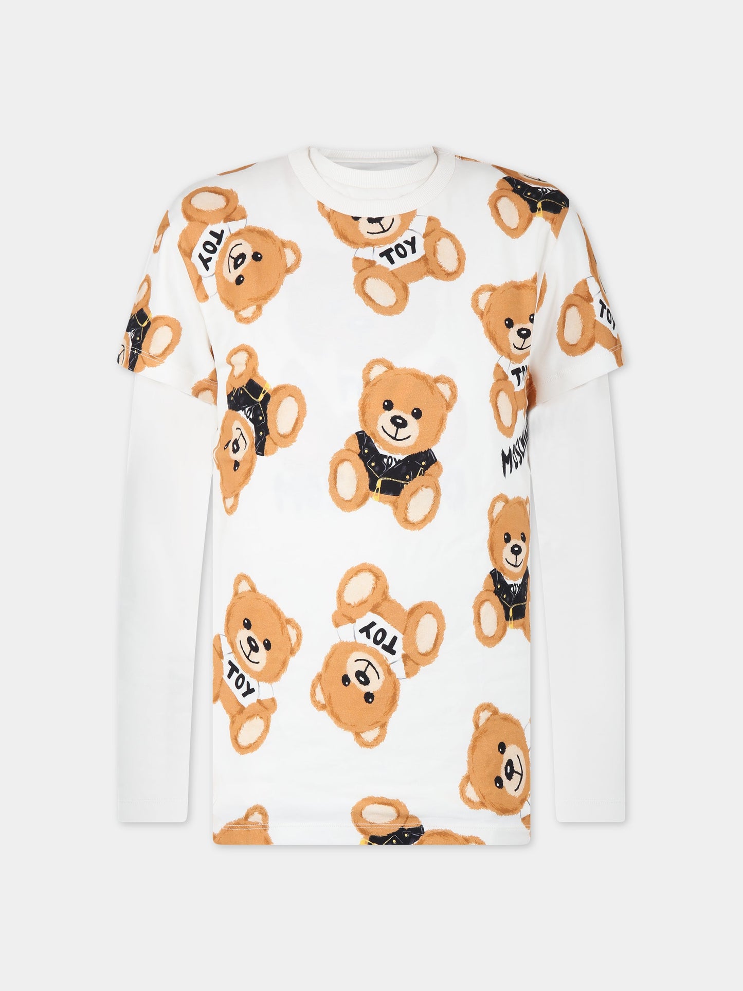Set bianco per bambini con Teddy Bear e logo,Moschino Kids,HOK024 LBBA5 82580