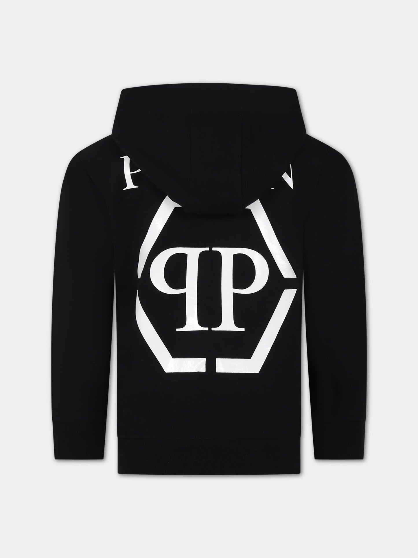 Felpa nera per bambino con logo,Philipp Plein Junior,2UF00A LDA45 60100