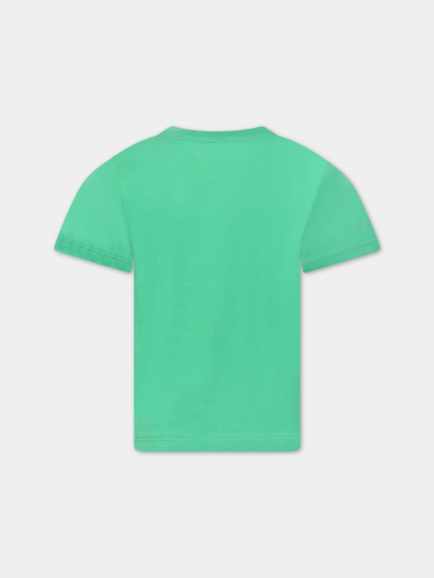 T-shirt verde per bambino con scimmia,Stella Mccartney Kids,TS8S01 Z0434 711
