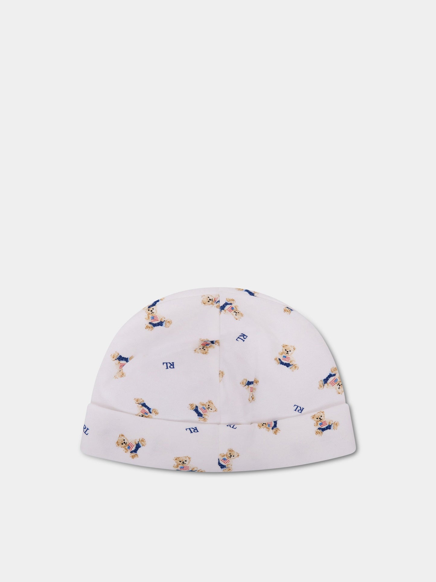 Cappello bianco per neonato con orsetti,Ralph Lauren Kids,682723001