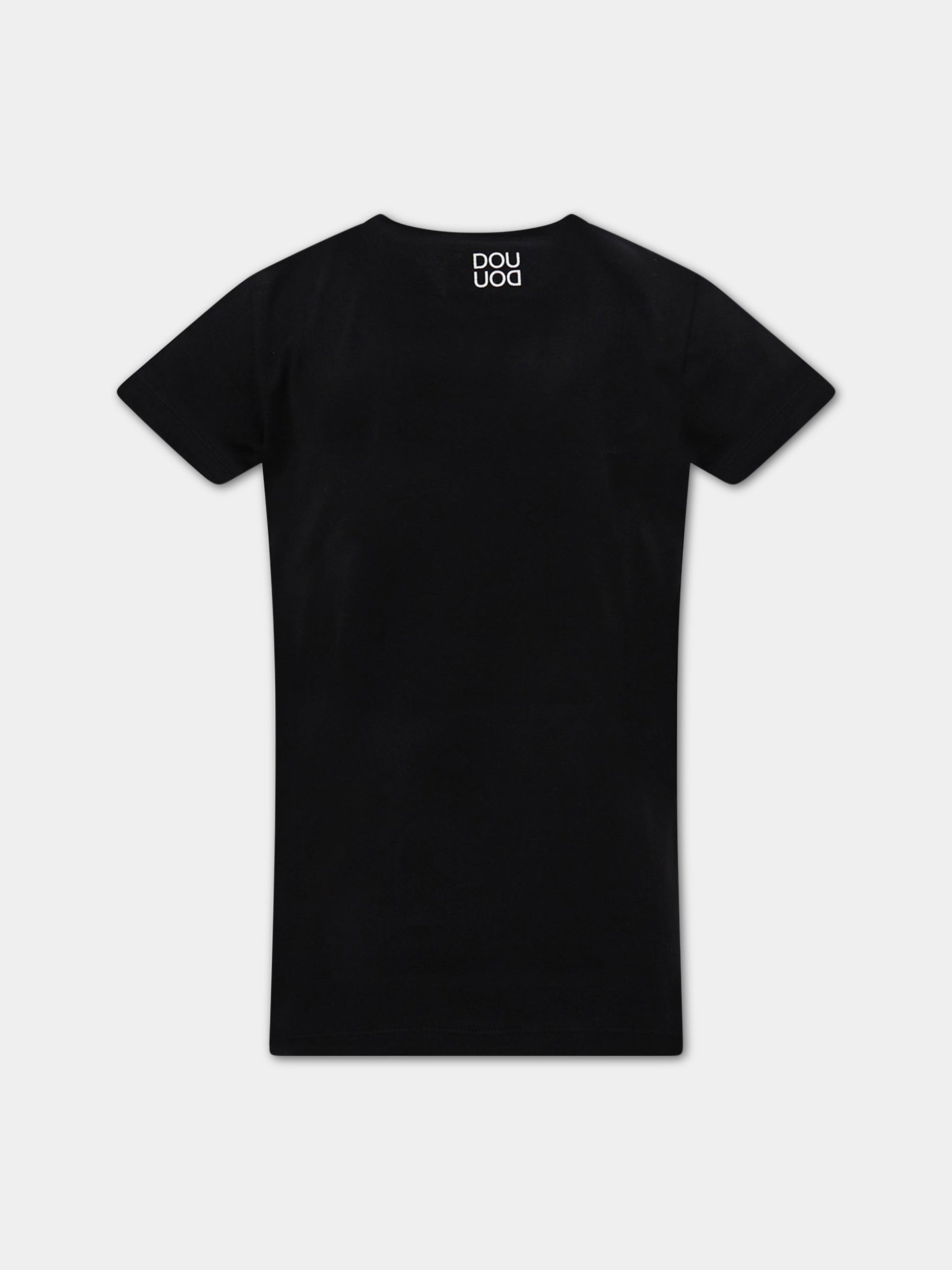 T-shirt nera con nuvola bianca,Douuod Kids,108136