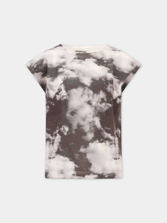 T-shirt nera con nuvole grigie,Goganga,T-SHIRT
