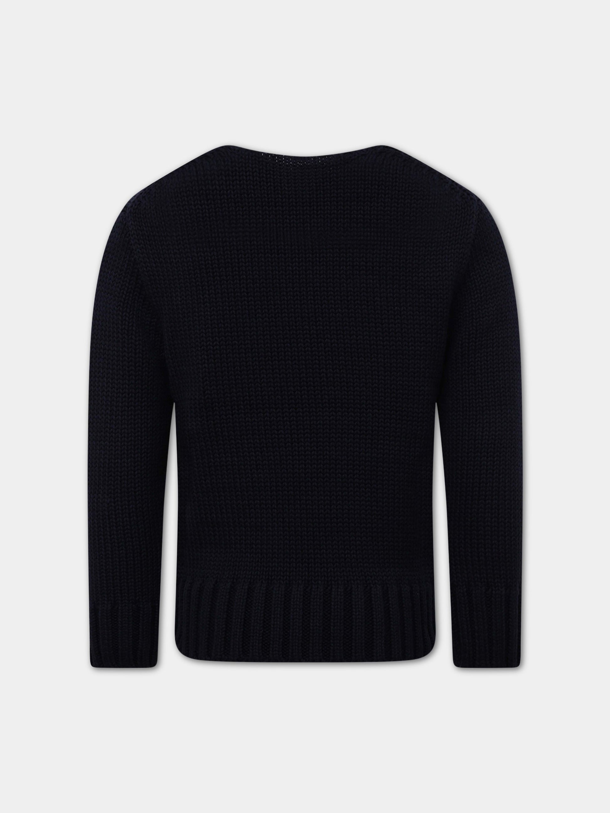 Maglione blu per bambini con iconica bandiera,Ralph Lauren Kids,668285001