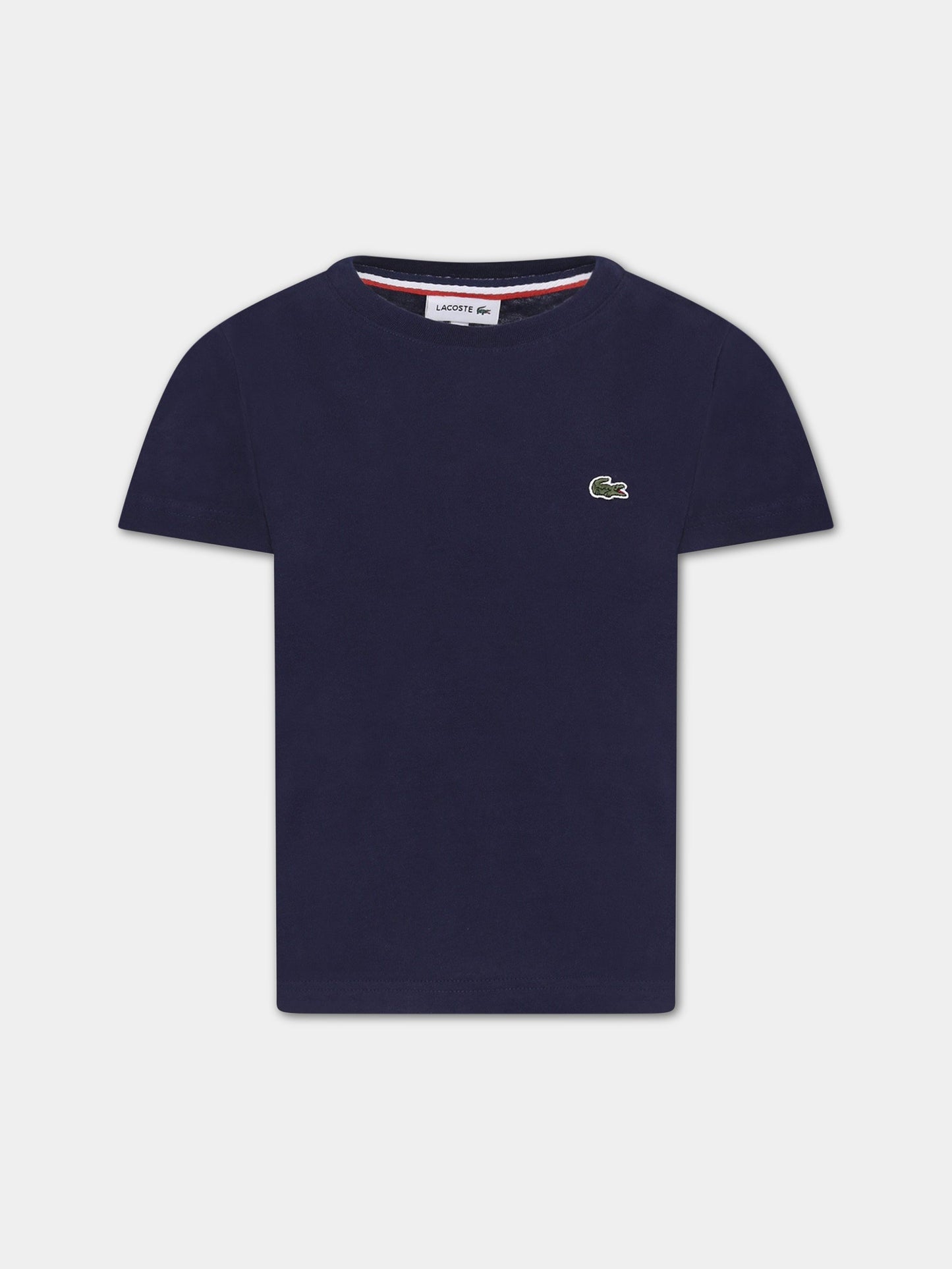 T-shirt blu per bambino con iconico coccodrillo,Lacoste,TJ1442 00 166