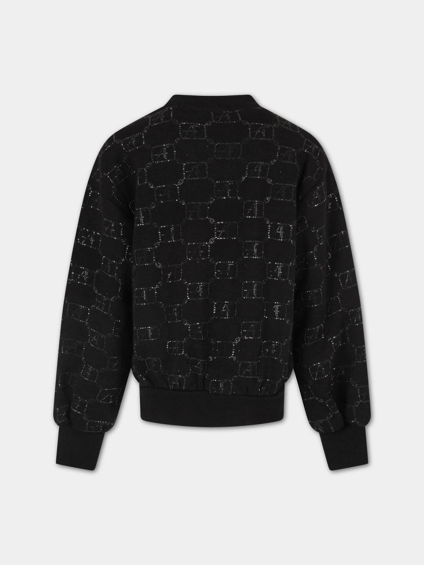 Felpa nera per bambina con loghi,Alberta Ferretti Junior,025356 110