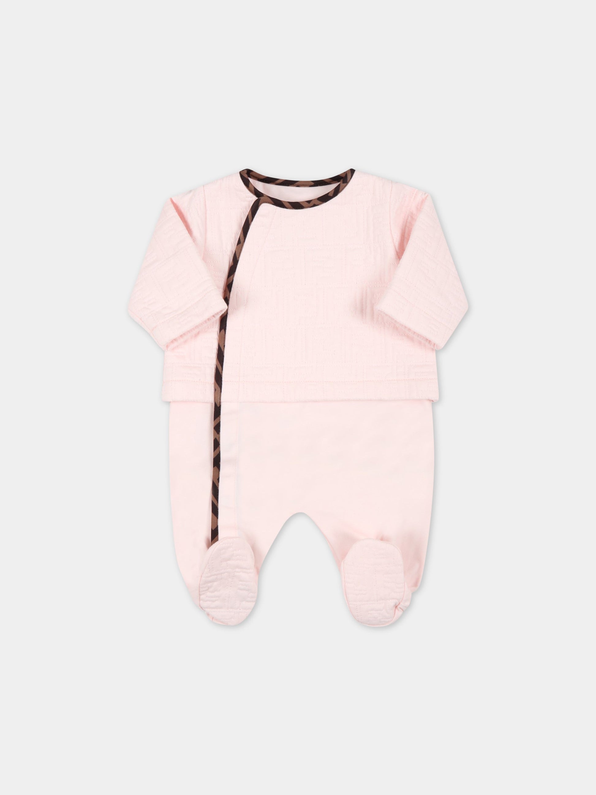 Set rosa per neonata con doppia FF,Fendi Kids,BUK068 ACVP F0C11