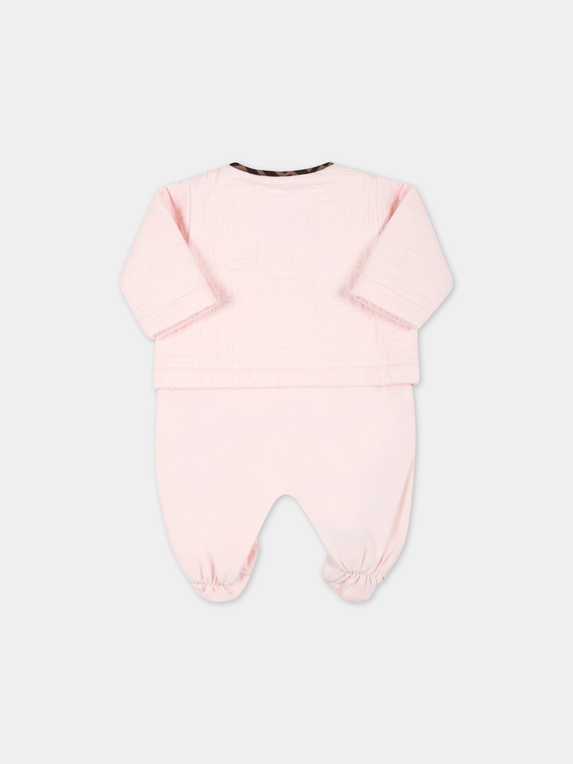 Set rosa per neonata con doppia FF,Fendi Kids,BUK068 ACVP F0C11