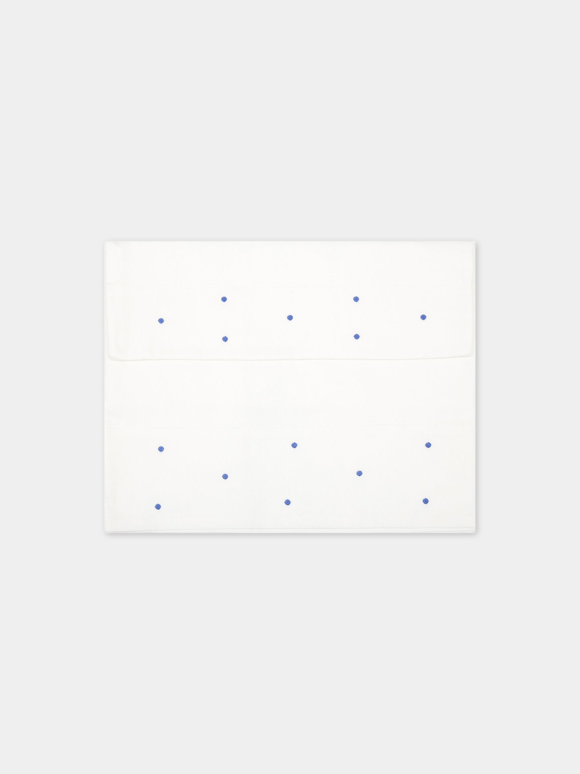 Set lenzuola bianche per neonato con pois blu,Little Bear,1025 LATTE/AZZURRO