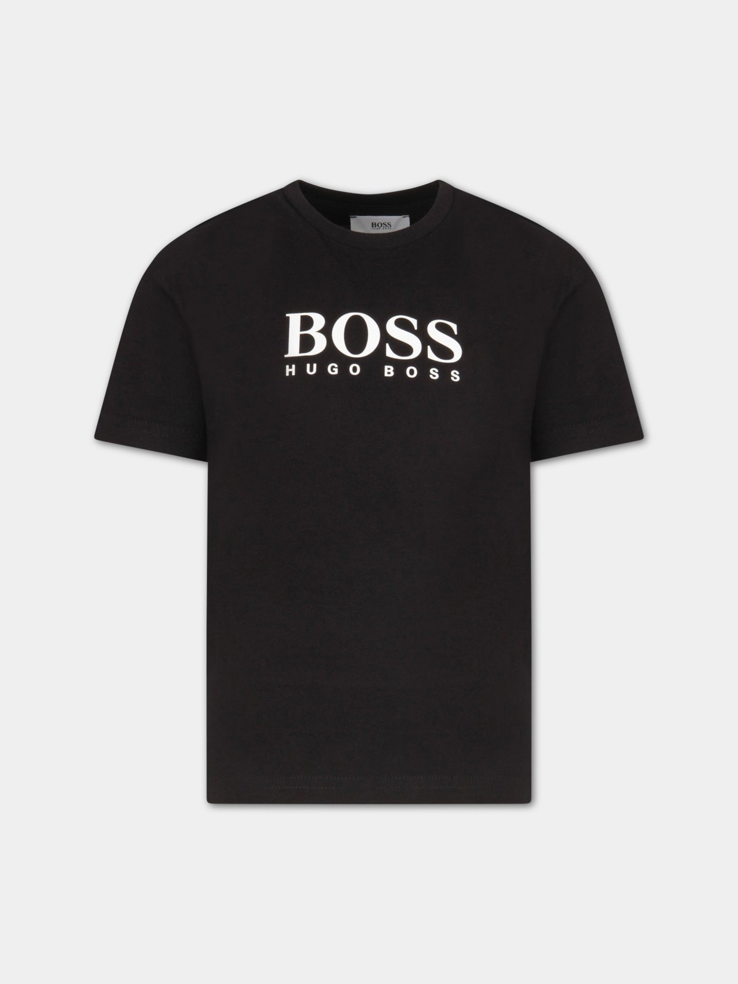 T-shirt nera per bambino con logo,Hugo Boss,J25P13 09B