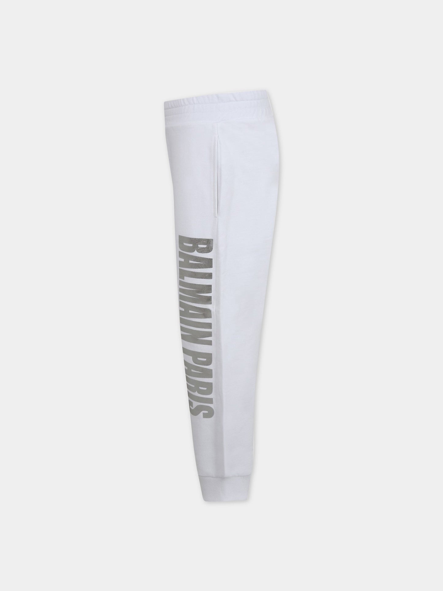 Pantalone bianco per bambini con logo,Balmain Kids,6L6627 LC930 100