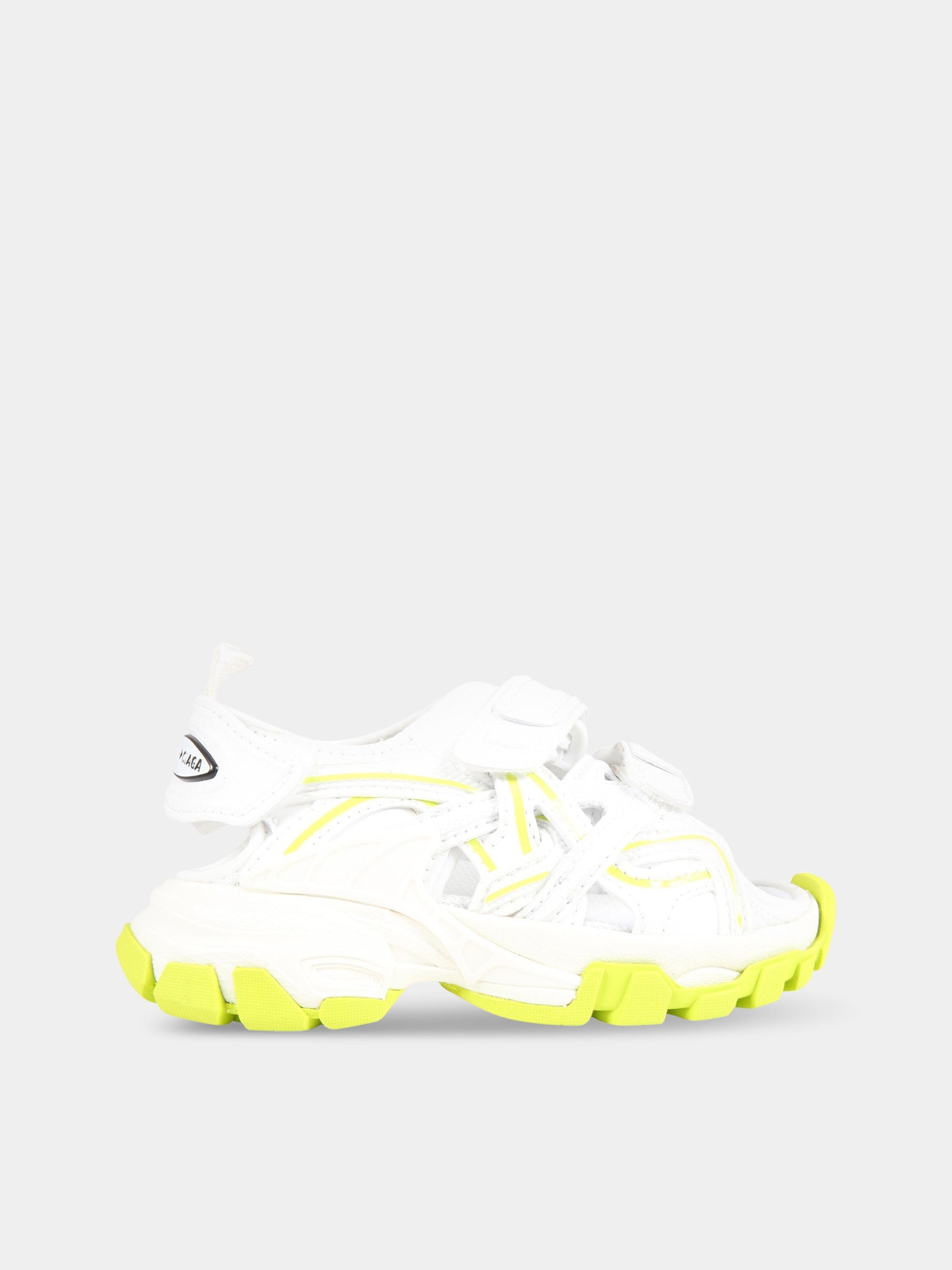 Sandali bianchi Track Clear Sole per bambini con logo nero,Balenciaga,644999 W3AJ1 9073