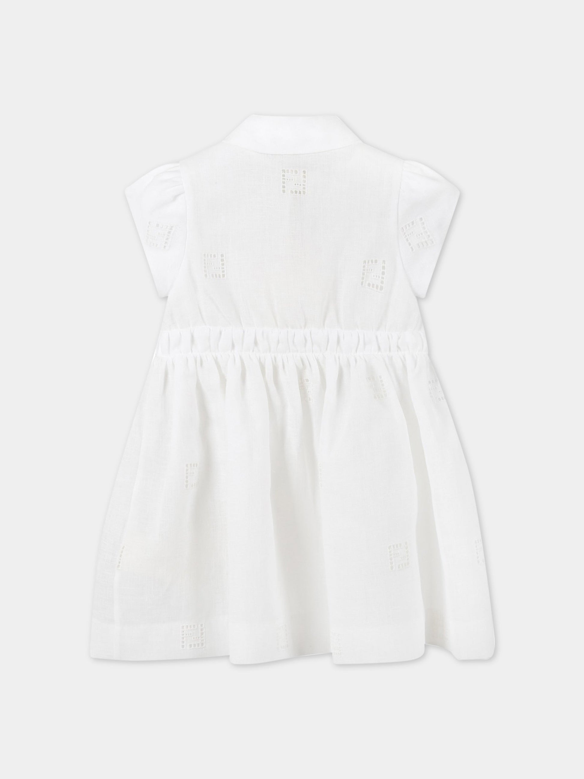 Vestito bianco per neonata,Fendi Kids,BFB366 AEZ5 F0ZNM