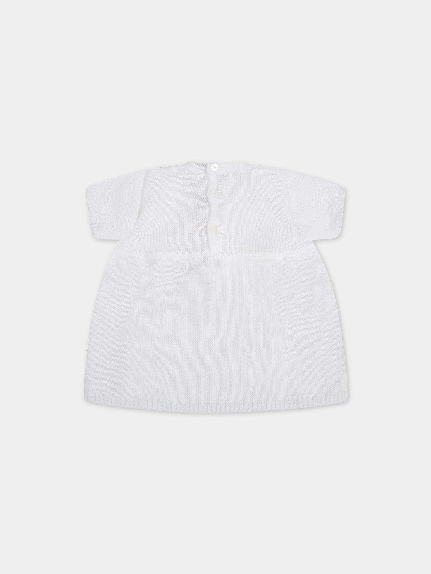 Vestito bianco per neonata con pois,Little Bear,2025 BIANCO/CORDA