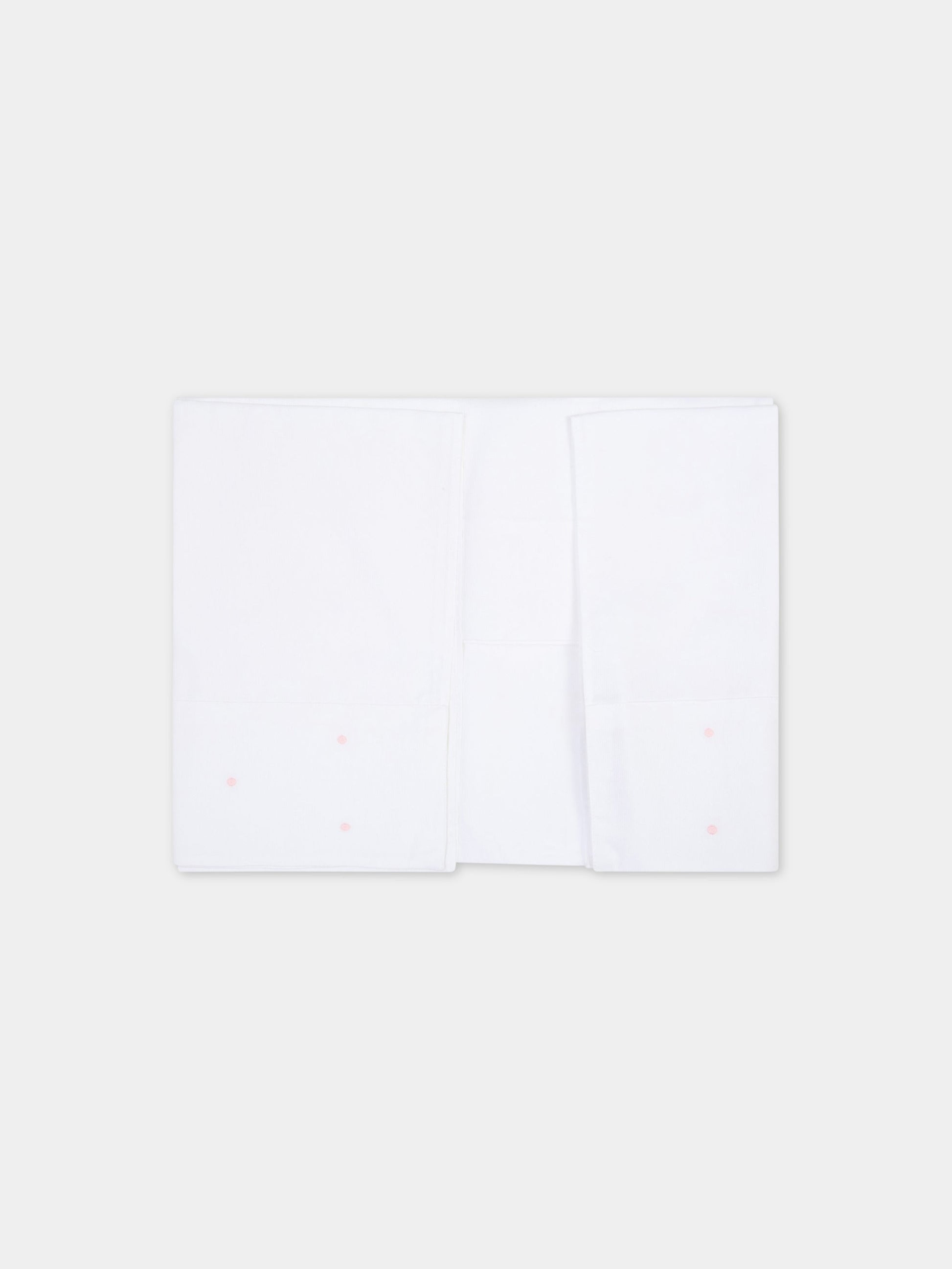 Set lenzuola bianche per neonata con pois rosa,Little Bear,2040 BIANCO/ROSA