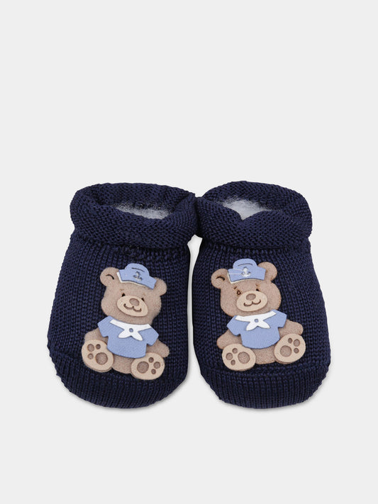 Babbucce blu per neonato con orso,Story Loris,8289 B8