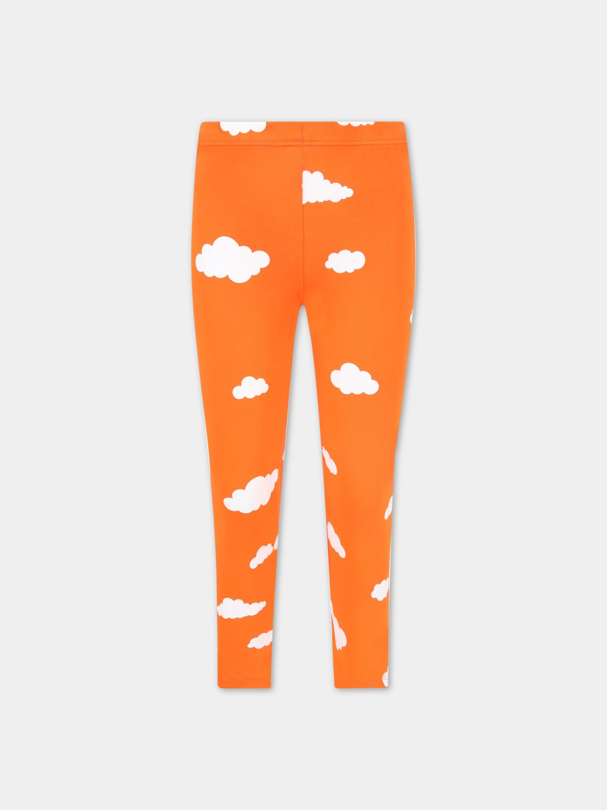 Leggings arancione per bambini con nuvole,Rainbow Clouds,029515 030