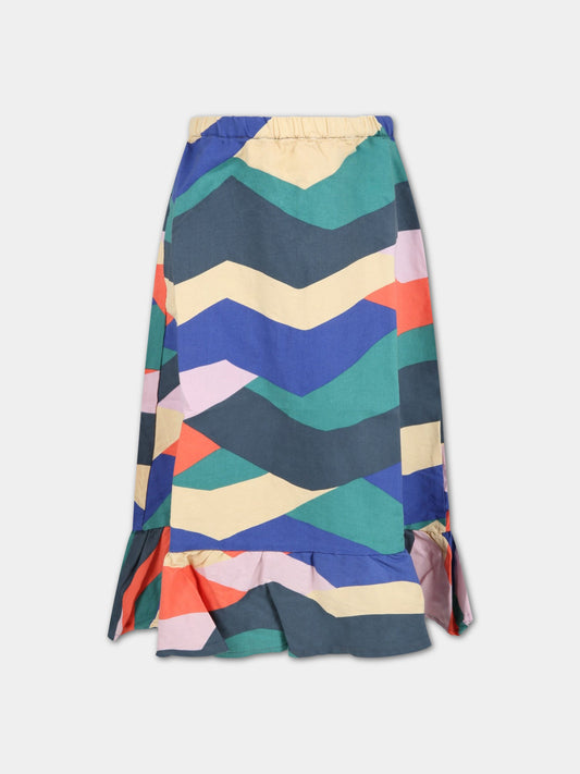 Gonna multicolor per bambina con logo giallo,Bobo Choses,221AC117 475