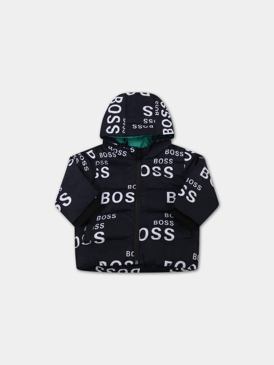 Piumino blu per neonato con logo bianco,Hugo Boss,J06238 09B