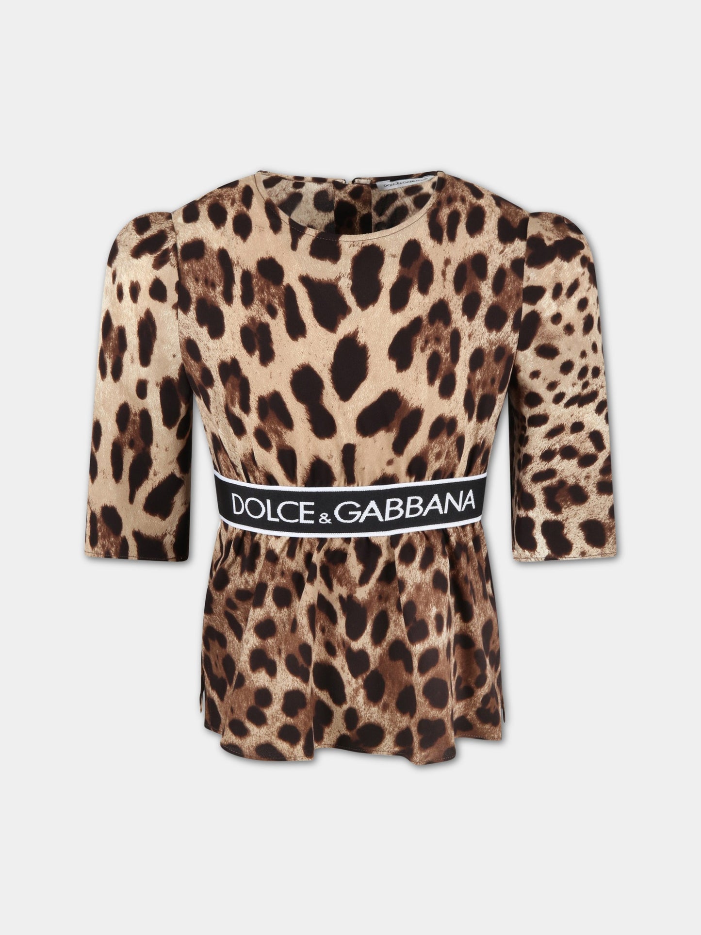 Blusa beige per bambina con logo,Dolce & Gabbana Kids,L55S41 G7BIJ HY13M