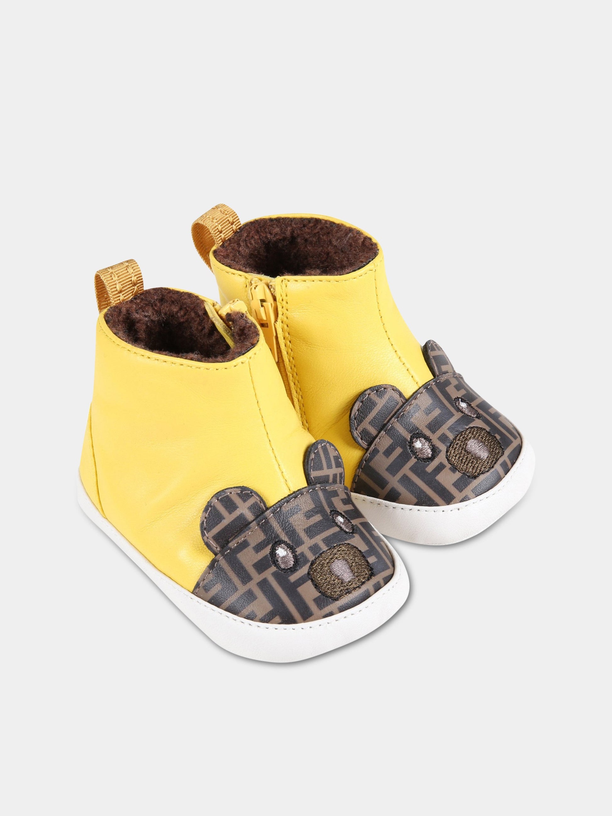 Stivali gialli per neonati con orso,Fendi Kids,BUR087 AGCC F1CQ3