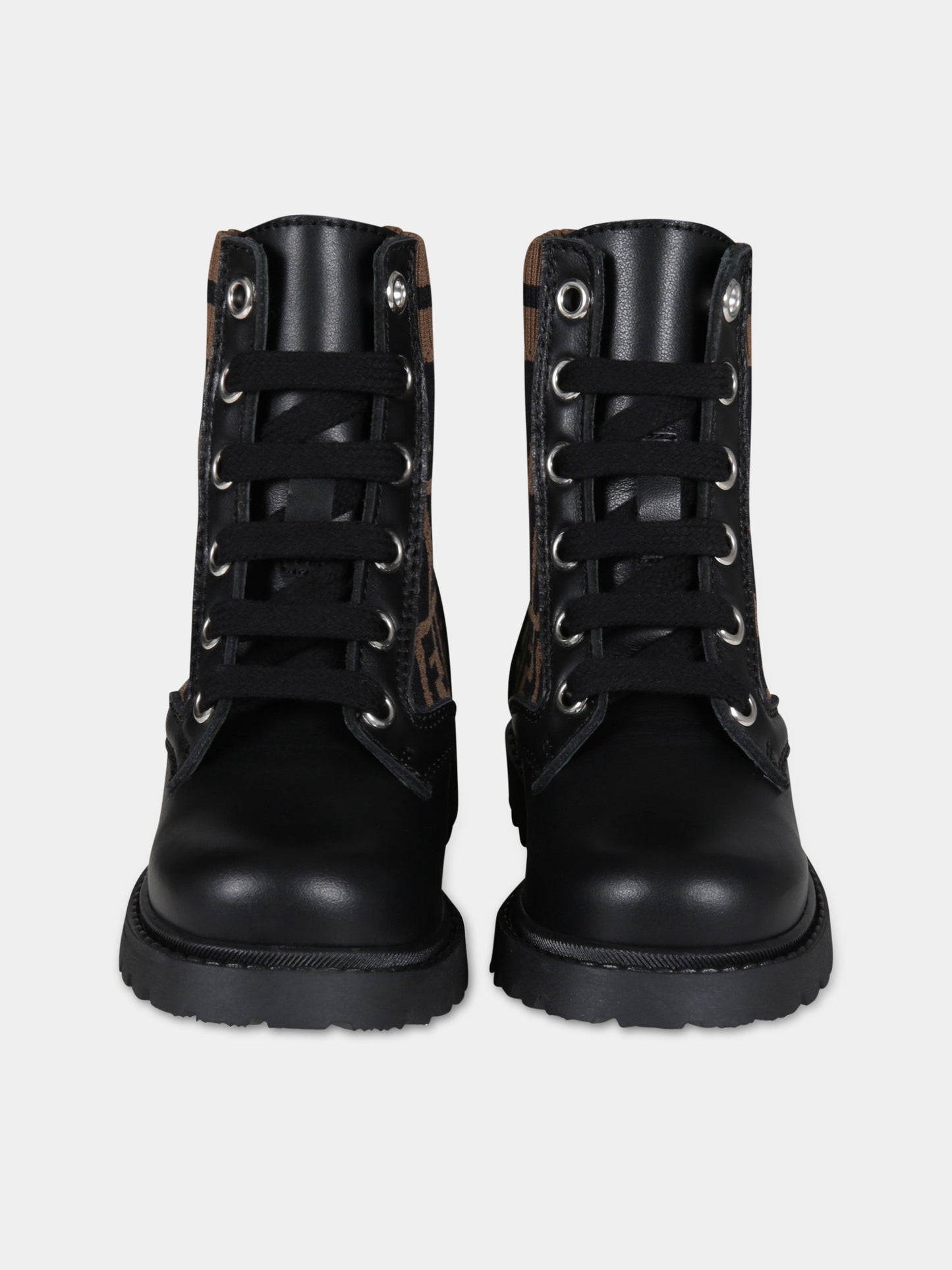 Stivali neri per bambini con doppie FF,Fendi Kids,JMR382 AEGP F0PMM