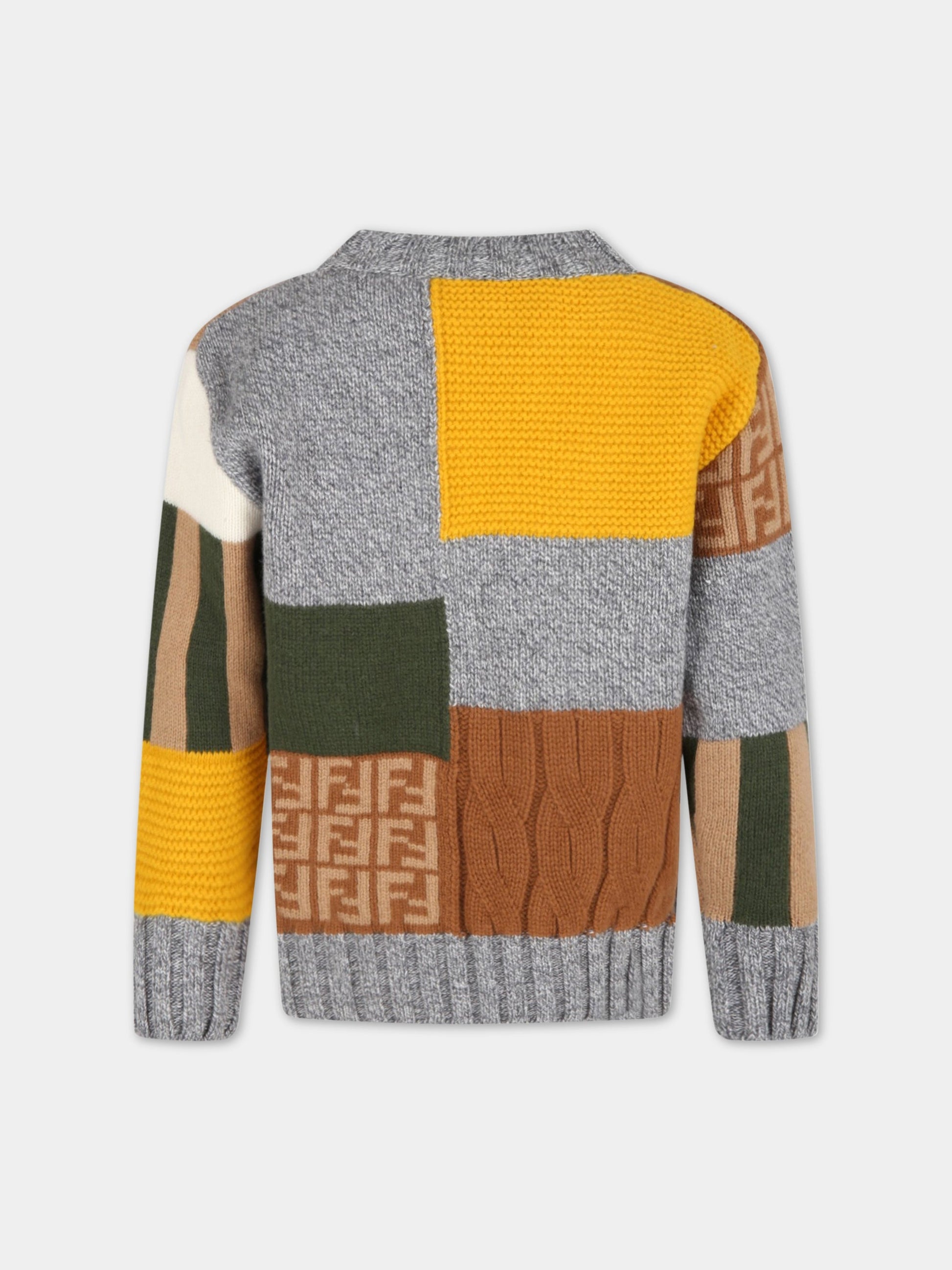 Maglione multicolor per bambino con logo nero,Fendi Kids,JUG013 AG1C F0ZA0