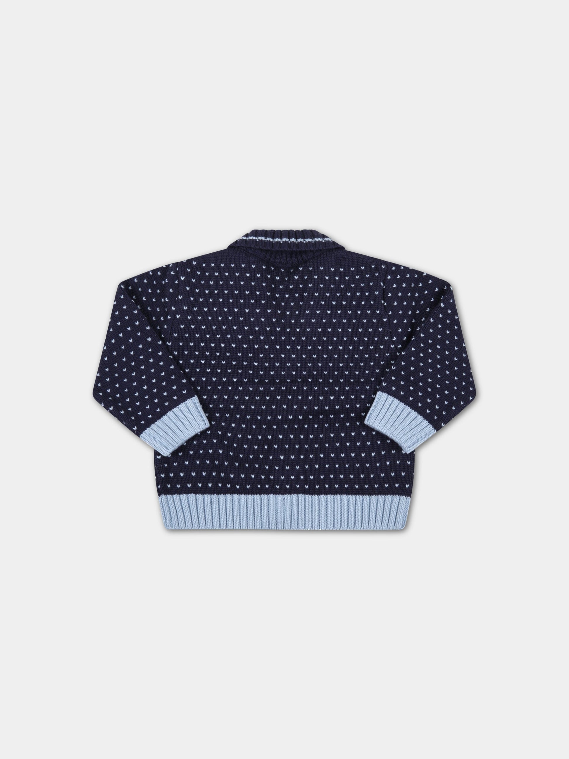 Cardigan blu per neonato con doppie FF,Fendi Kids,BMG089 AG2R F15A0