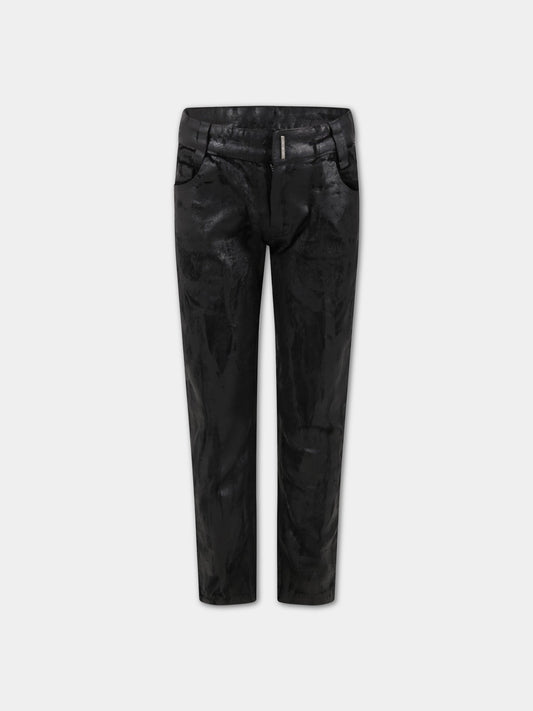 Pantaloni neri per bambina con patch logato,Givenchy Kids,H24145 Z55