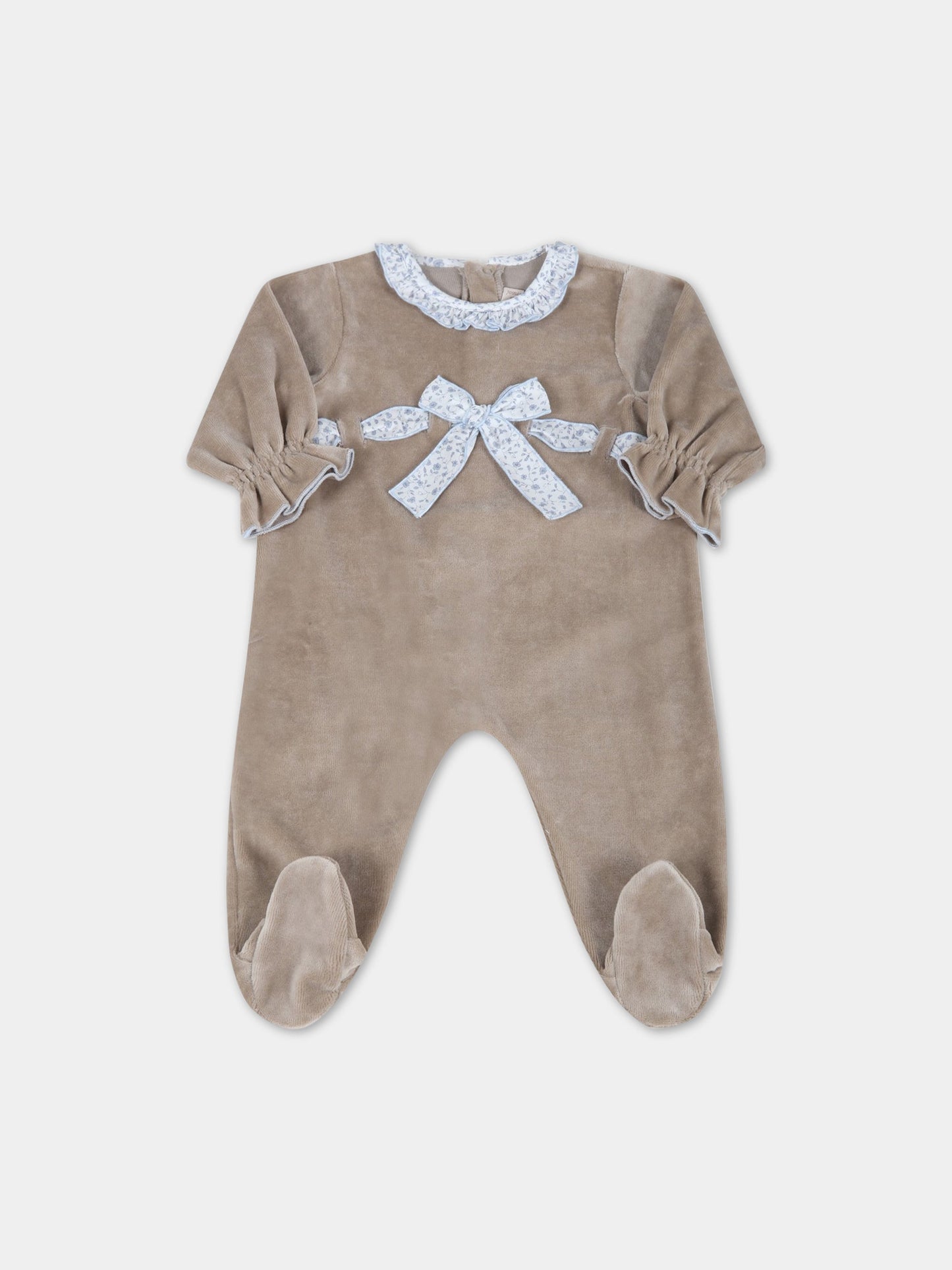 Tutina beige per neonata con fiocco,La Stupenderia,TBTT02L05 T29
