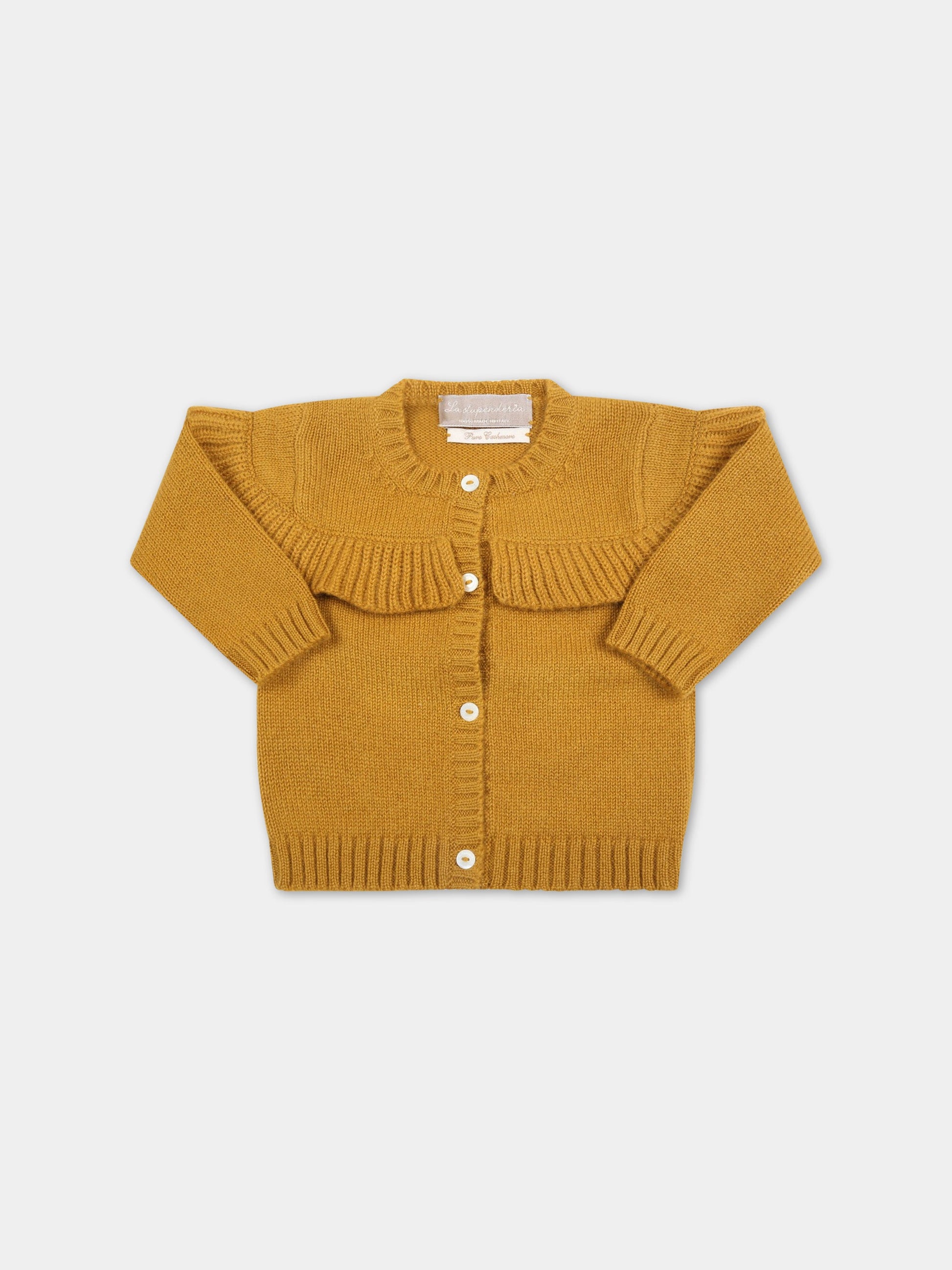 Cardigan senape per neonata,La Stupenderia,ZCCR08718