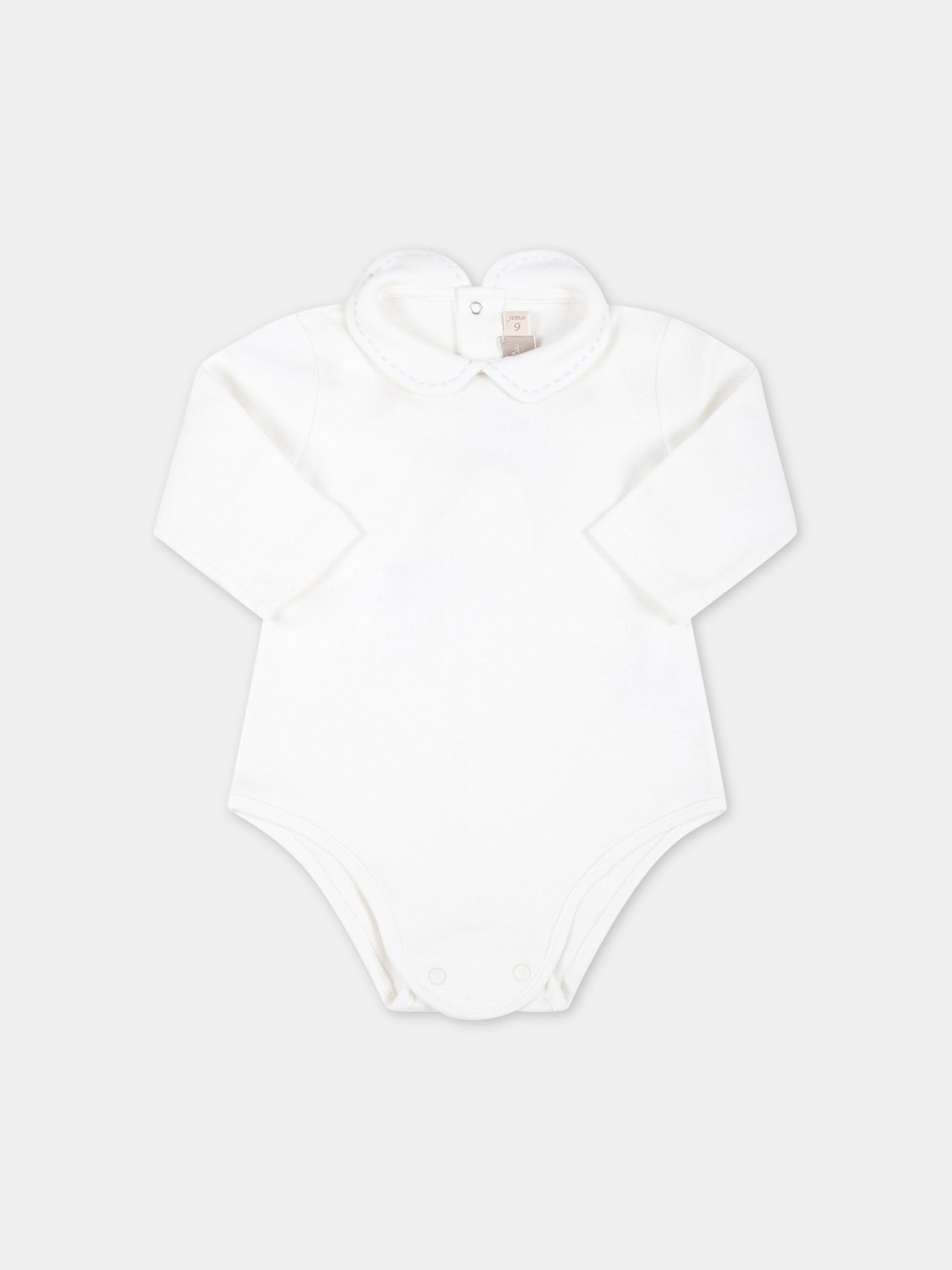 Body bianco per neonato con ricamo,La Stupenderia,TBBD01K42 AZZ