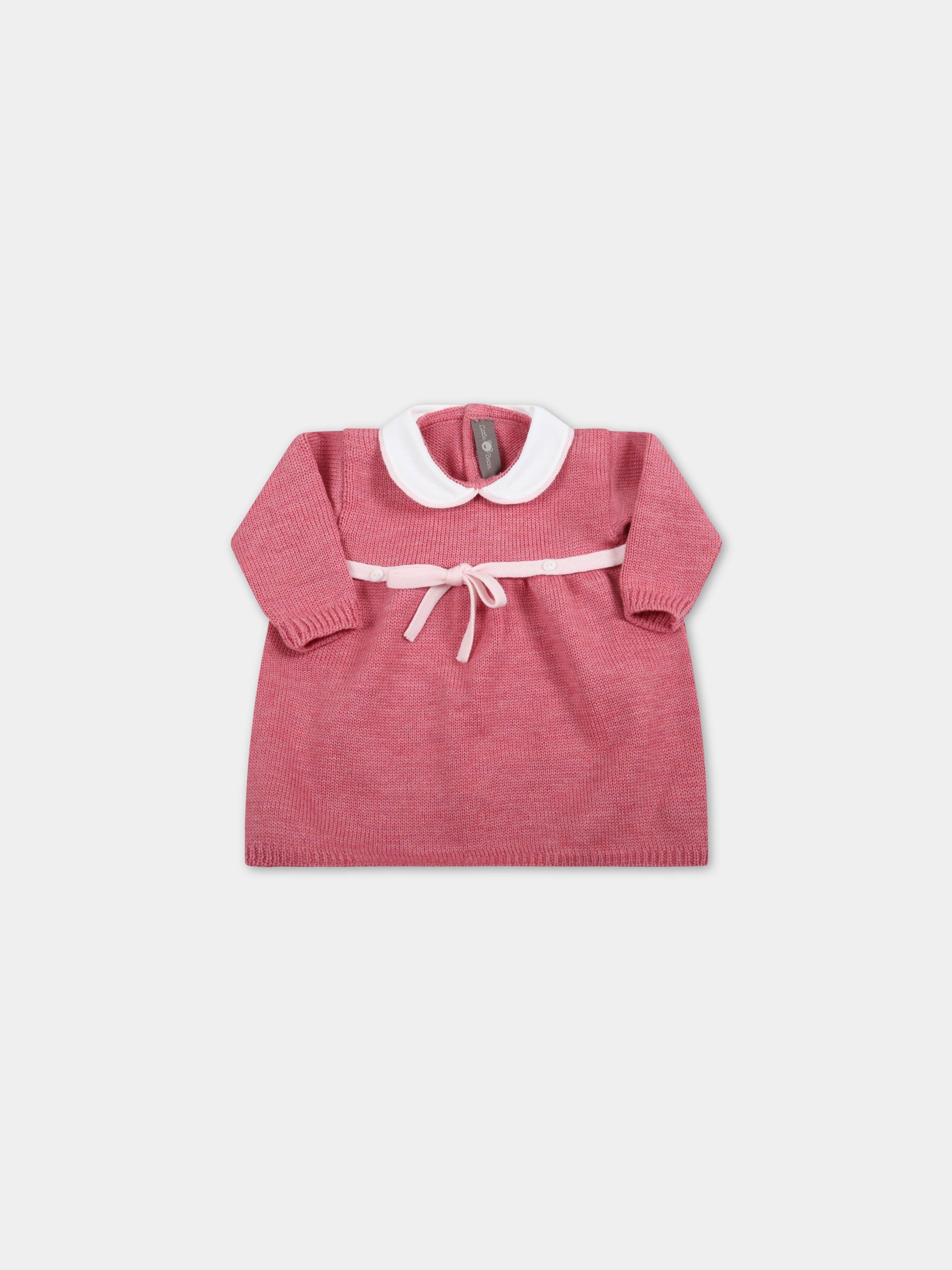 Vestito rosa per neonata con fiocco,Little Bear,3024 FRAGOLA/CIPRIA