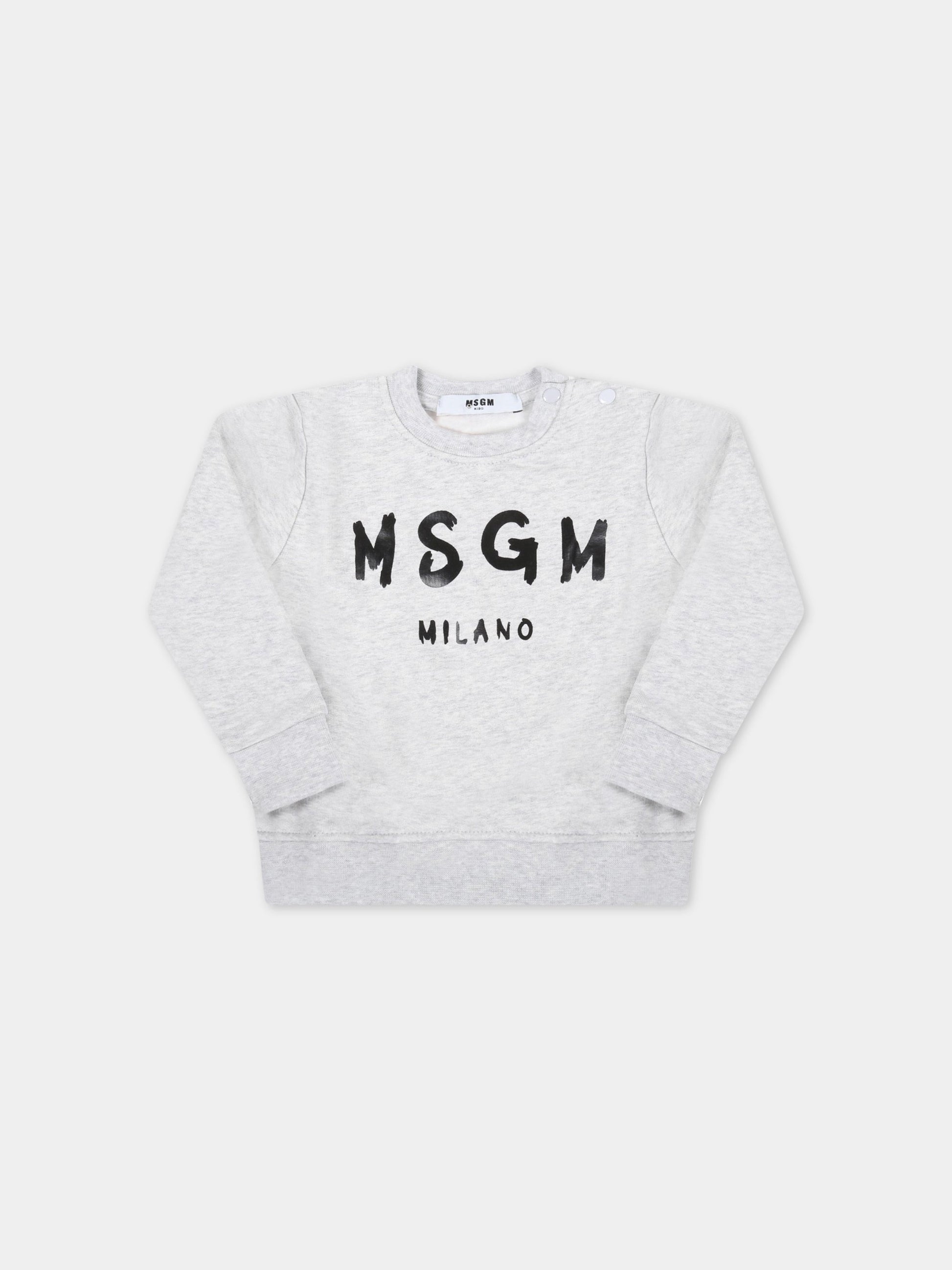 Felpa grigia per neonati con logo,Msgm Kids,MS027872 107