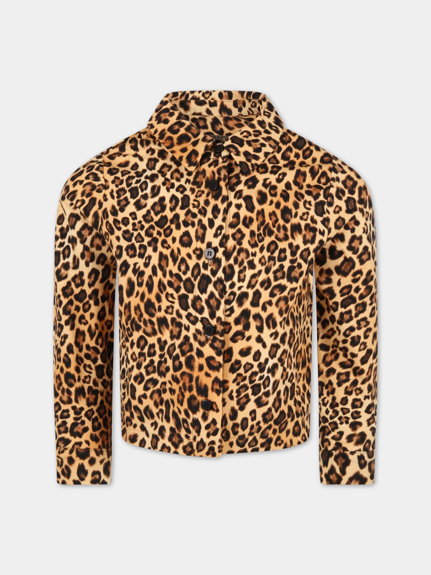 Camicia beige per bambina con dettagli animalier,Caroline Bosmans,1503-321-01