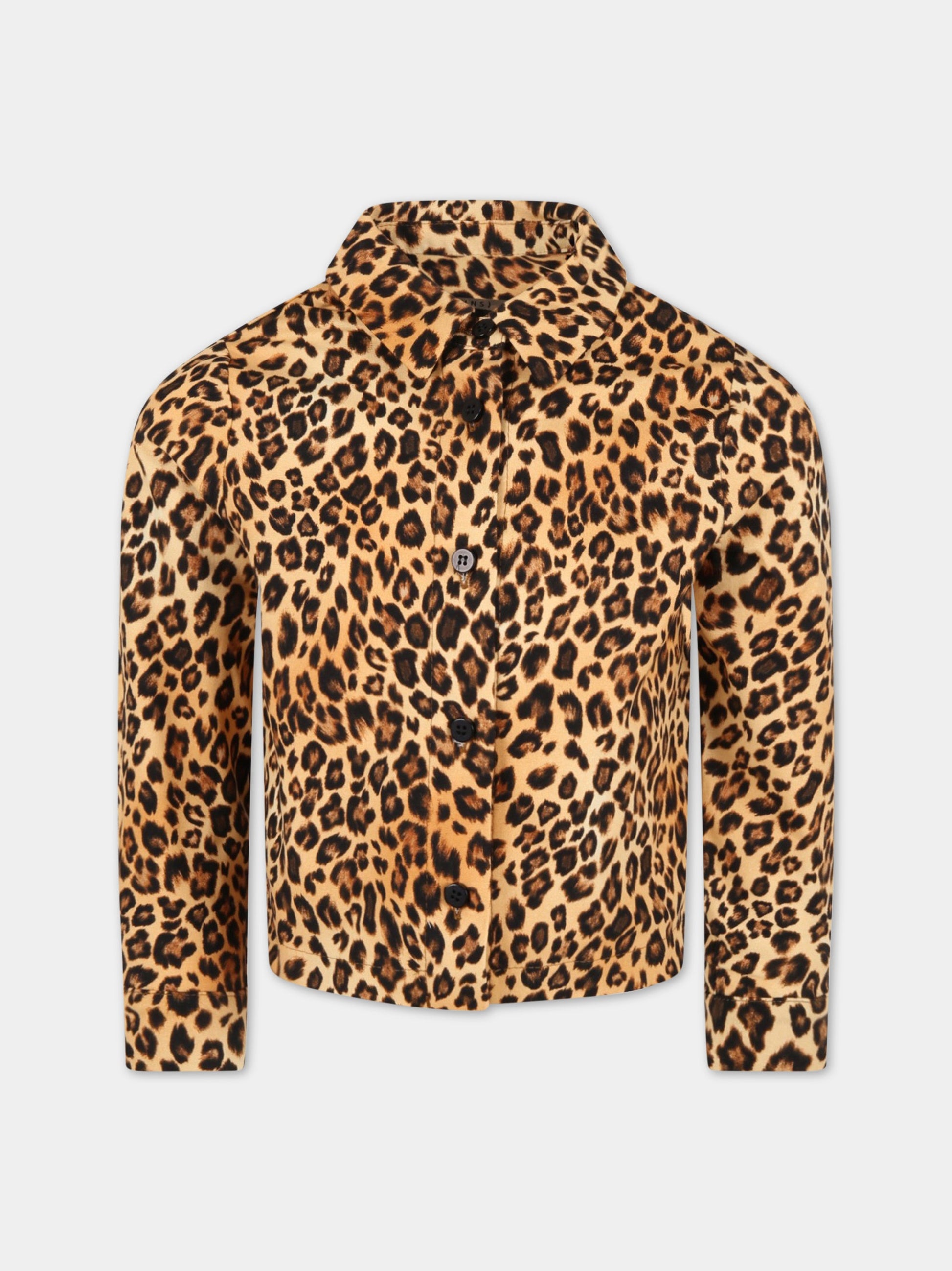 Camicia beige per bambina con dettagli animalier,Caroline Bosmans,1503-321-01